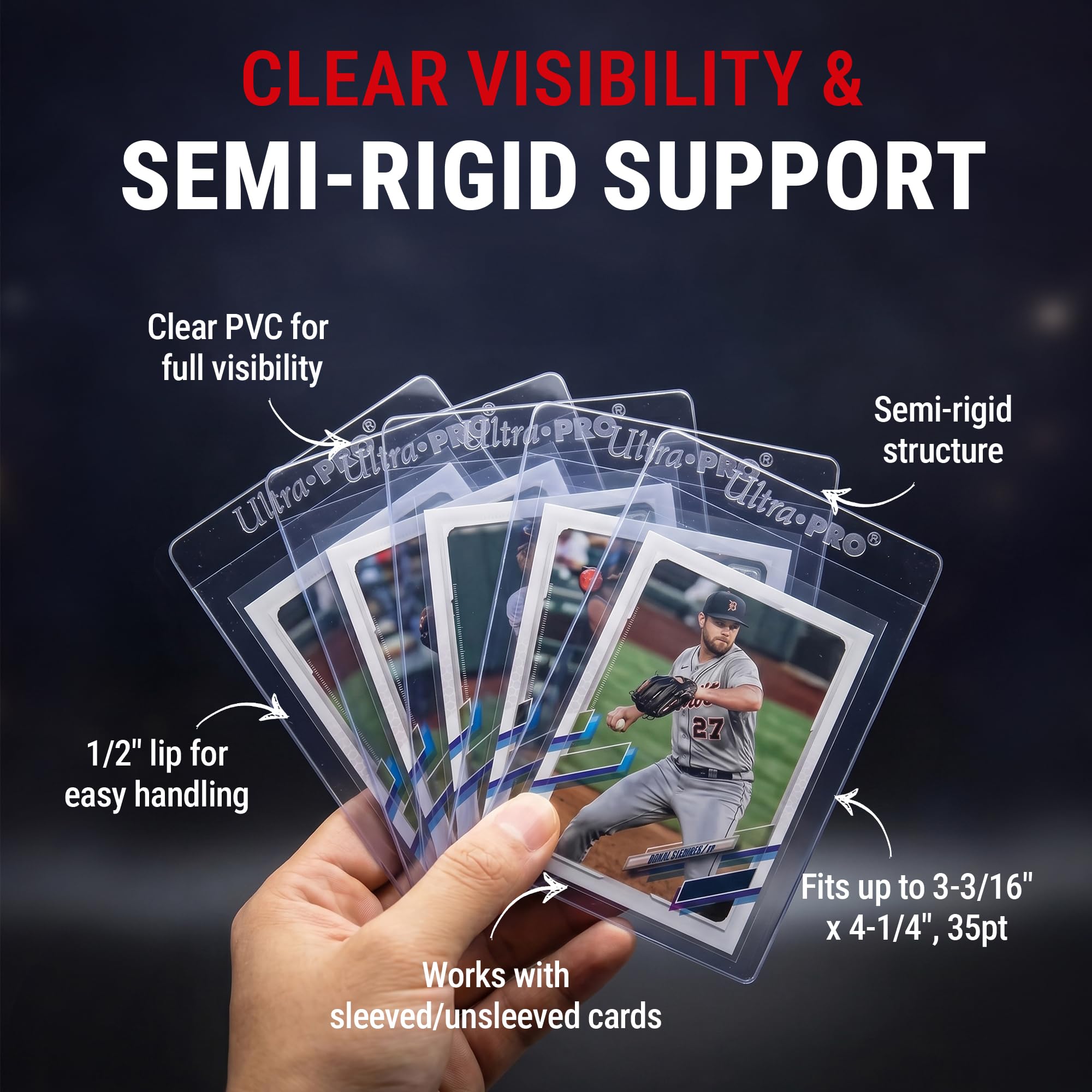 Ultra Pro Semi-Rigid Tall Card Sleeves - 200 Count | Grading Submission Ready | Holds Cards up to 3-3/16" x 4-1/4" 3