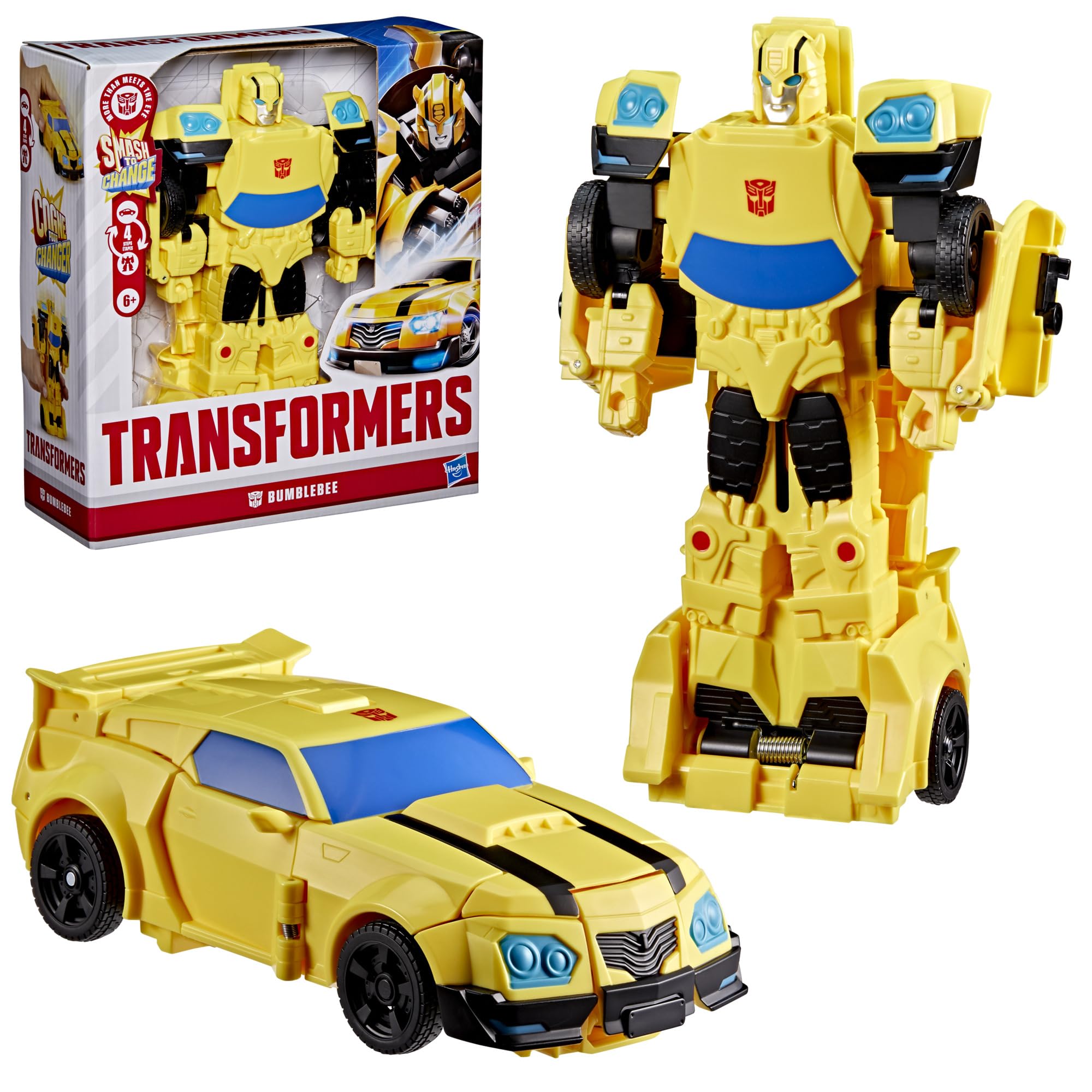 Transformers Bumblebee Smash Changers Action Figure | 8-Inch Robot | Yellow Plastic 2