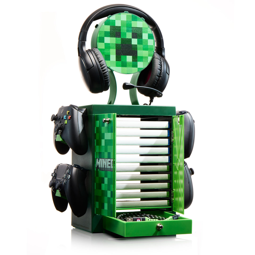 Minecraft Creeper Gaming Locker & Storage Stand by Numskull – Holds 10 Games, 4 Controllers