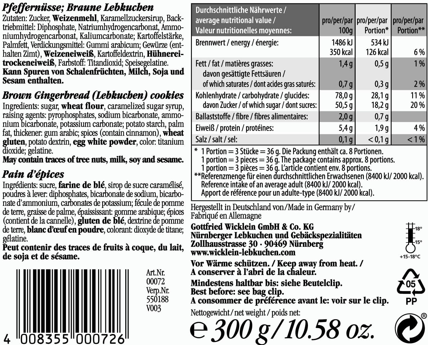 Wicklein Pfeffernusse Gingerbread Biscuits 300g - Spiced Christmas Cookies with Sugar Icing 2