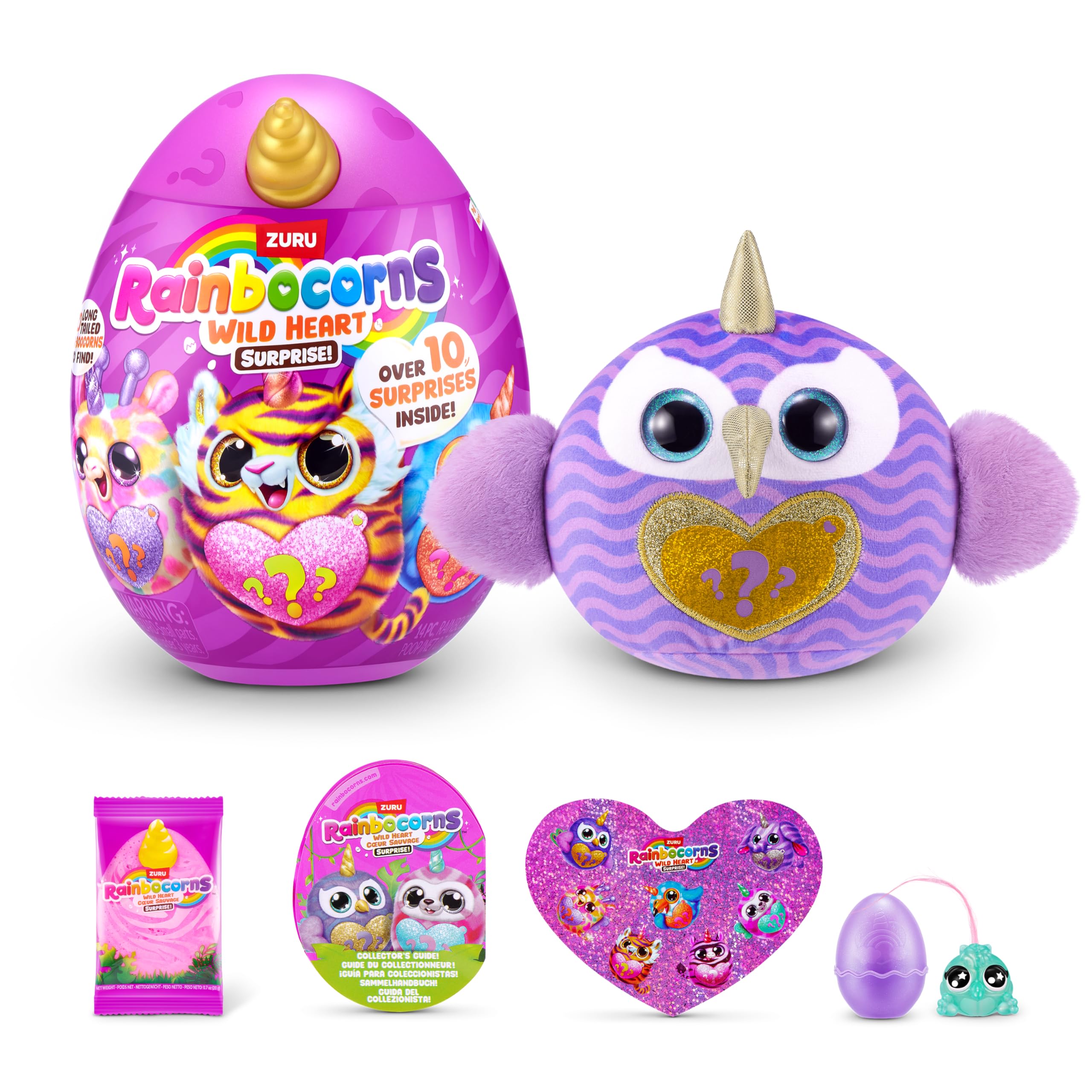 Rainbocorns Wild Heart Surprise Plush Toy - Peacock Color | Over 10 Surprises | ZURU 1