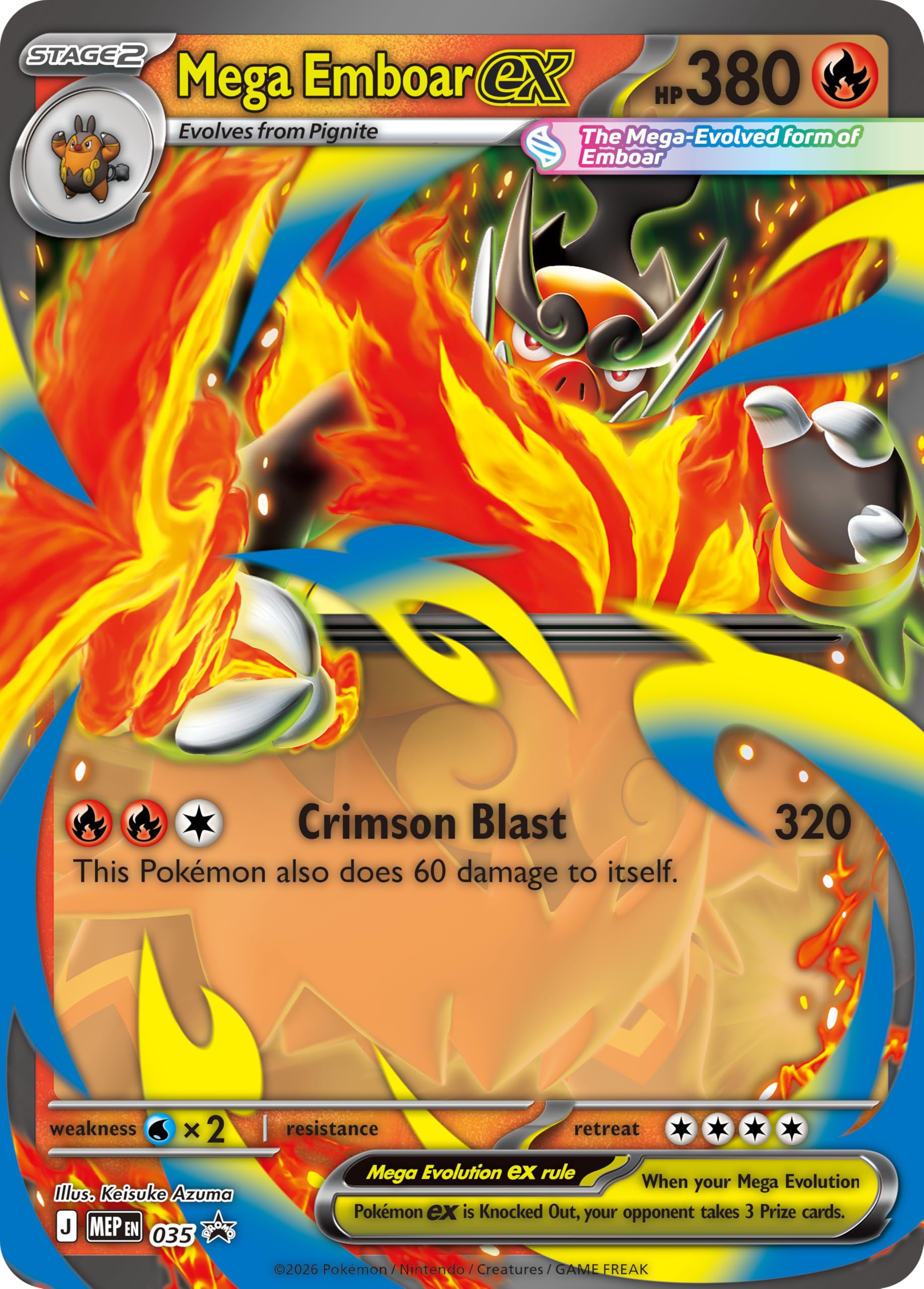 Pokémon TCG: Mega Evolution—Ascended Heroes Mega Emboar ex Box with 4 Booster Packs 2