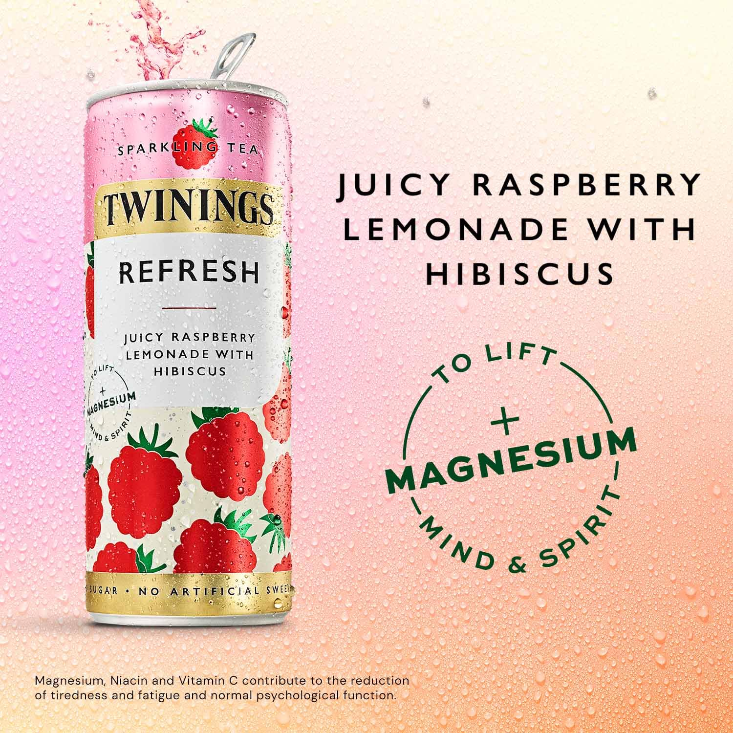 Twinings Refresh Sparkling Tea - Raspberry & Lemon | 4 x 250ml Cans | Low Calorie 2