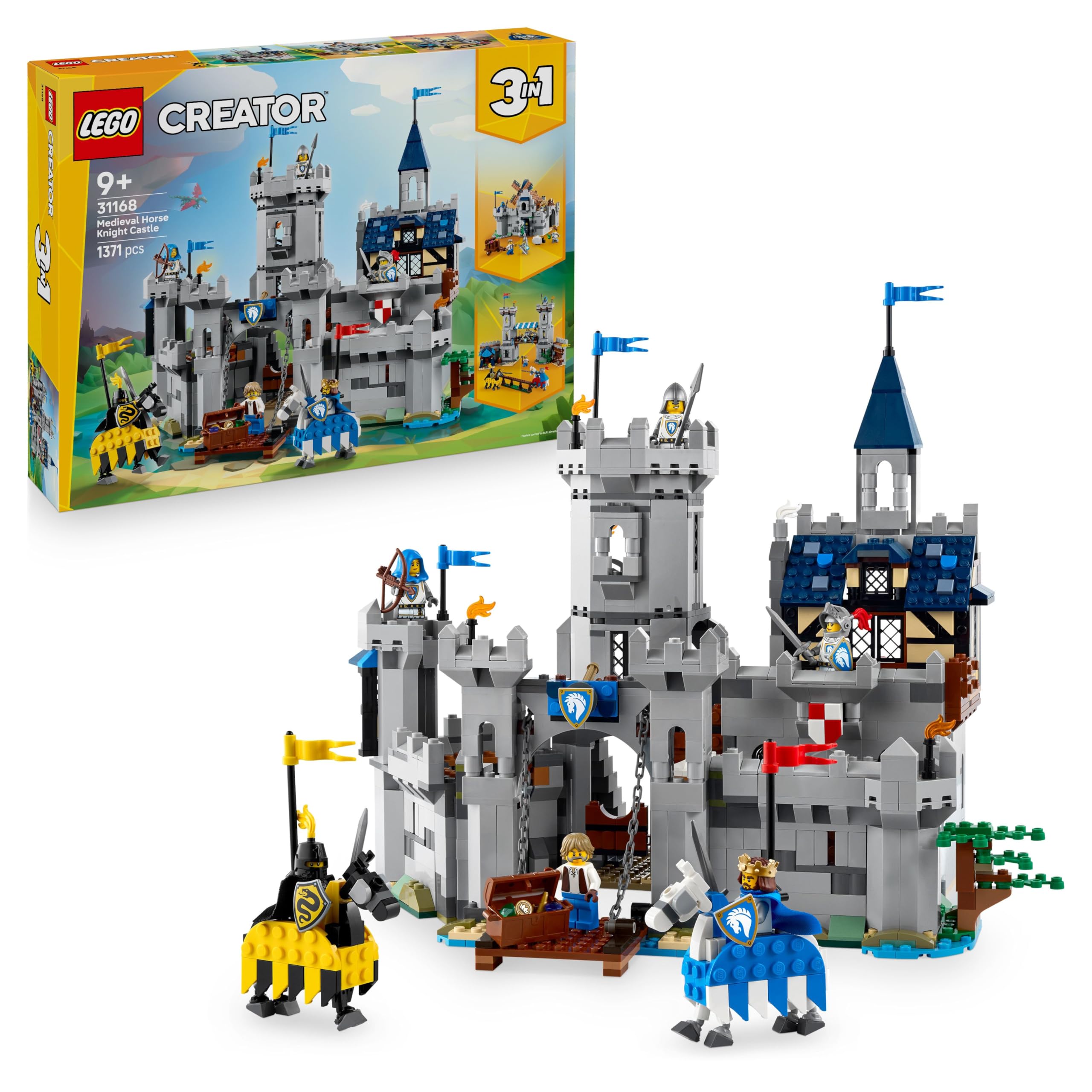 LEGO Creator 3in1 Medieval Horse Knight Castle Toy (Model 31168) | 1371 Pieces | Ages 9+ 1