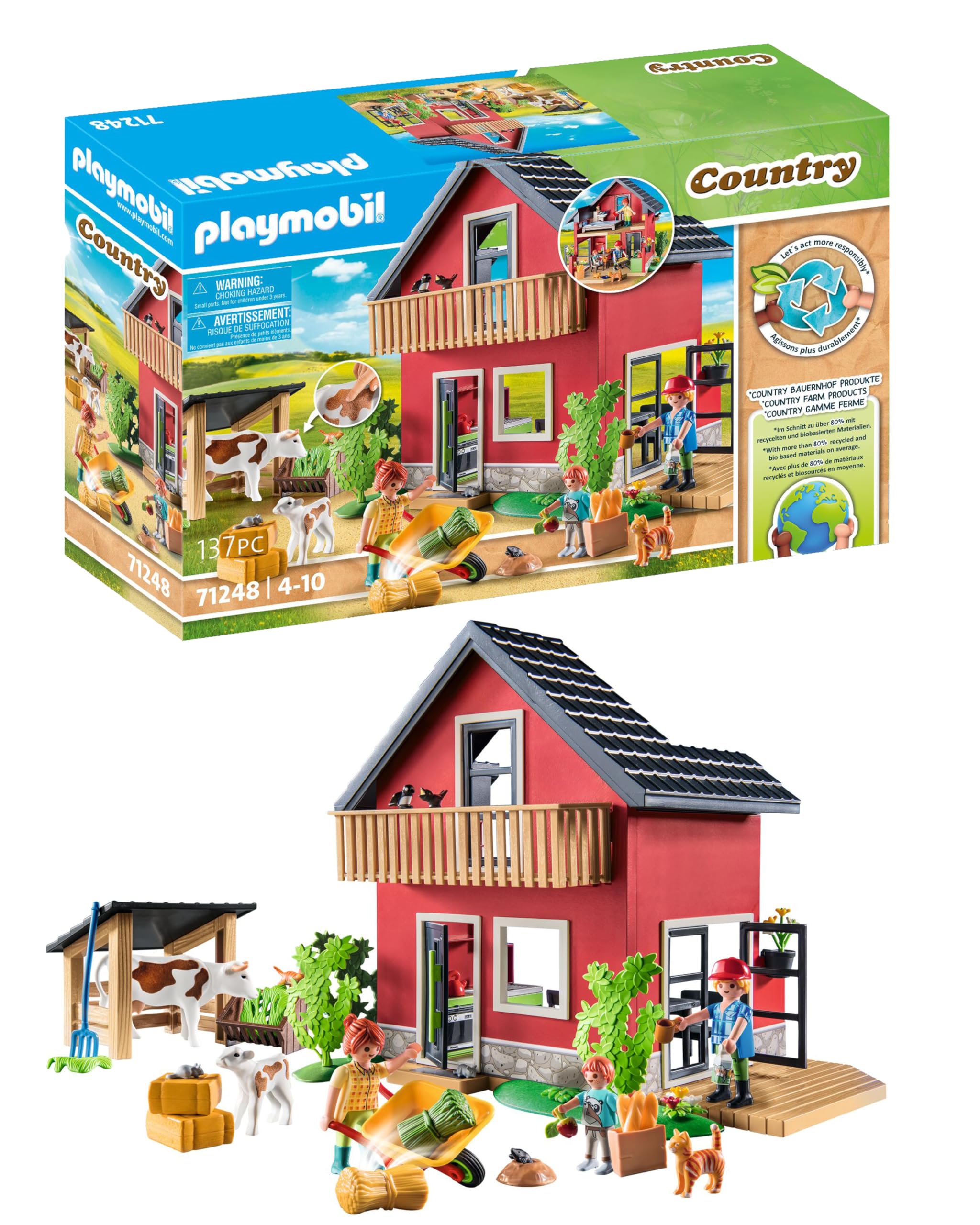 Playmobil 71248 Country Farm House Playset - Sustainable Farm Animal Toy for Kids 4+ 1