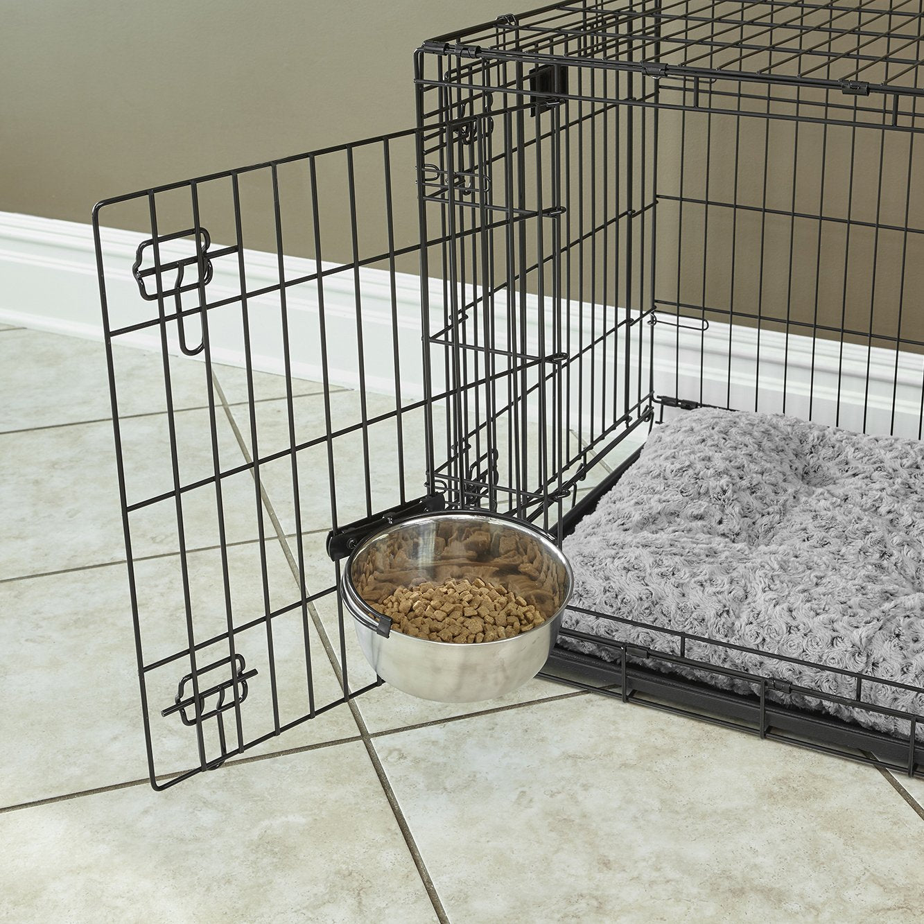 MidWest Homes for Pets Snap'y Fit Stainless Steel Crate Bowl | 295 ml Capacity | Spill Proof