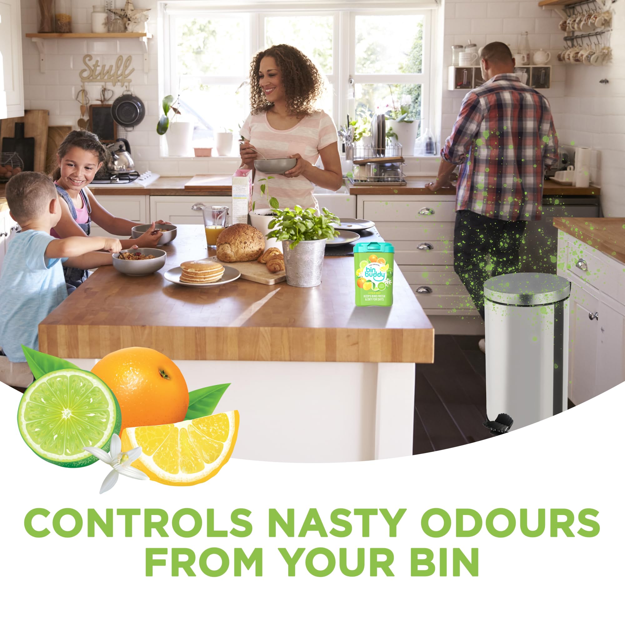 Bin Buddy Fresh Citrus Zest Deodorising Powder for Bins | 450g 6