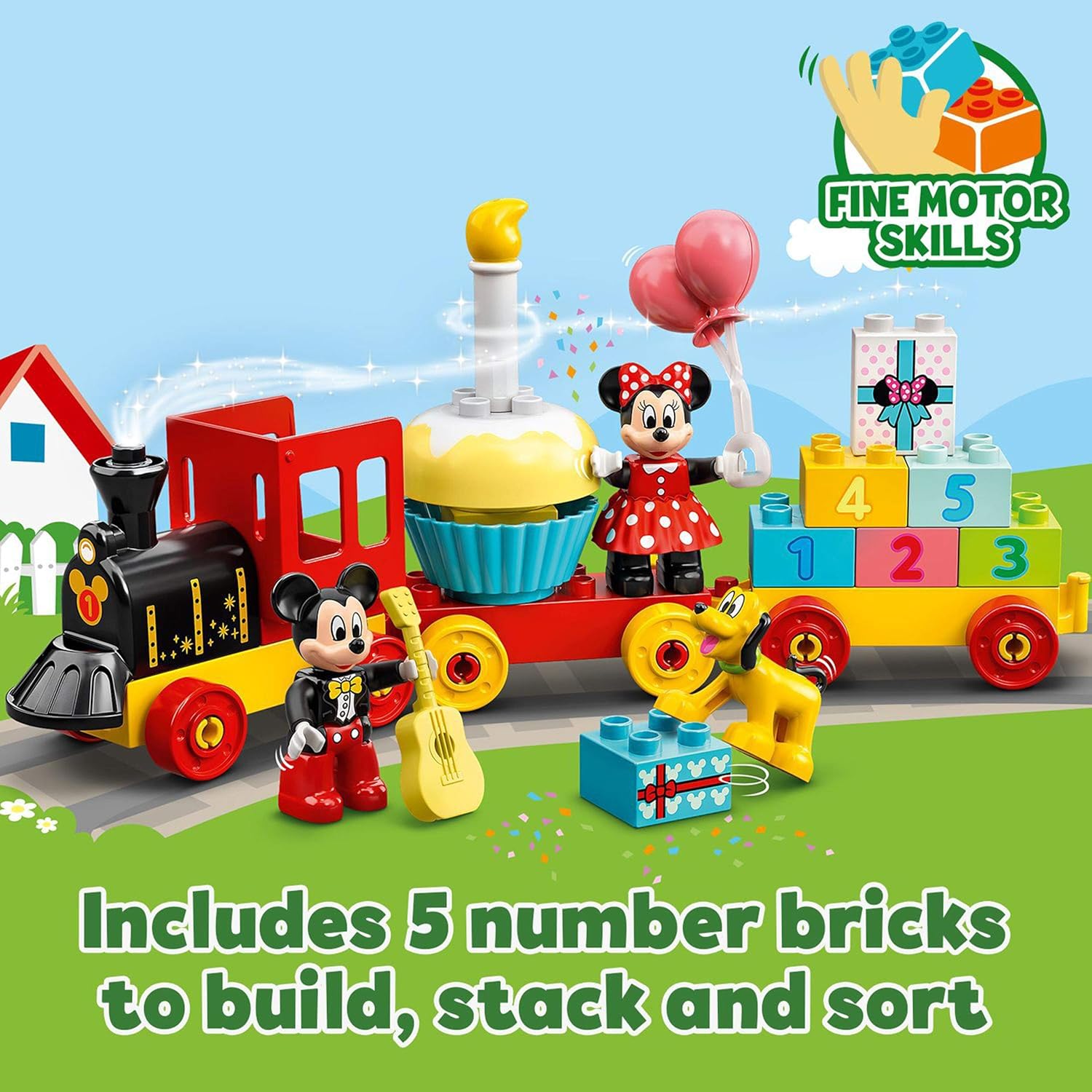 LEGO DUPLO Disney Mickey & Minnie Birthday Train Toy - Building Set for Toddlers 2+ 4