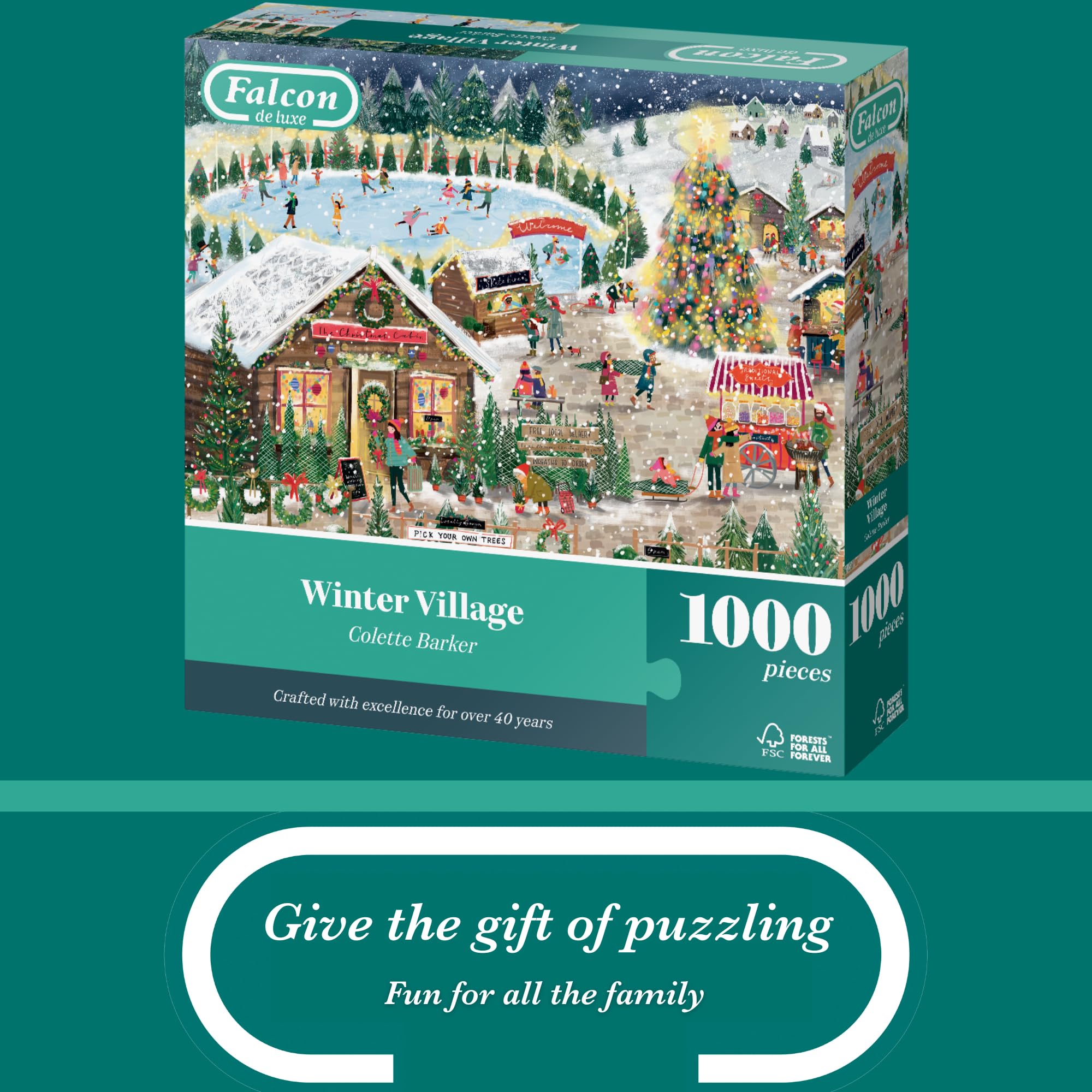 Falcon Winter Village - 1000 Piece Jigsaw Puzzle for Adults 2