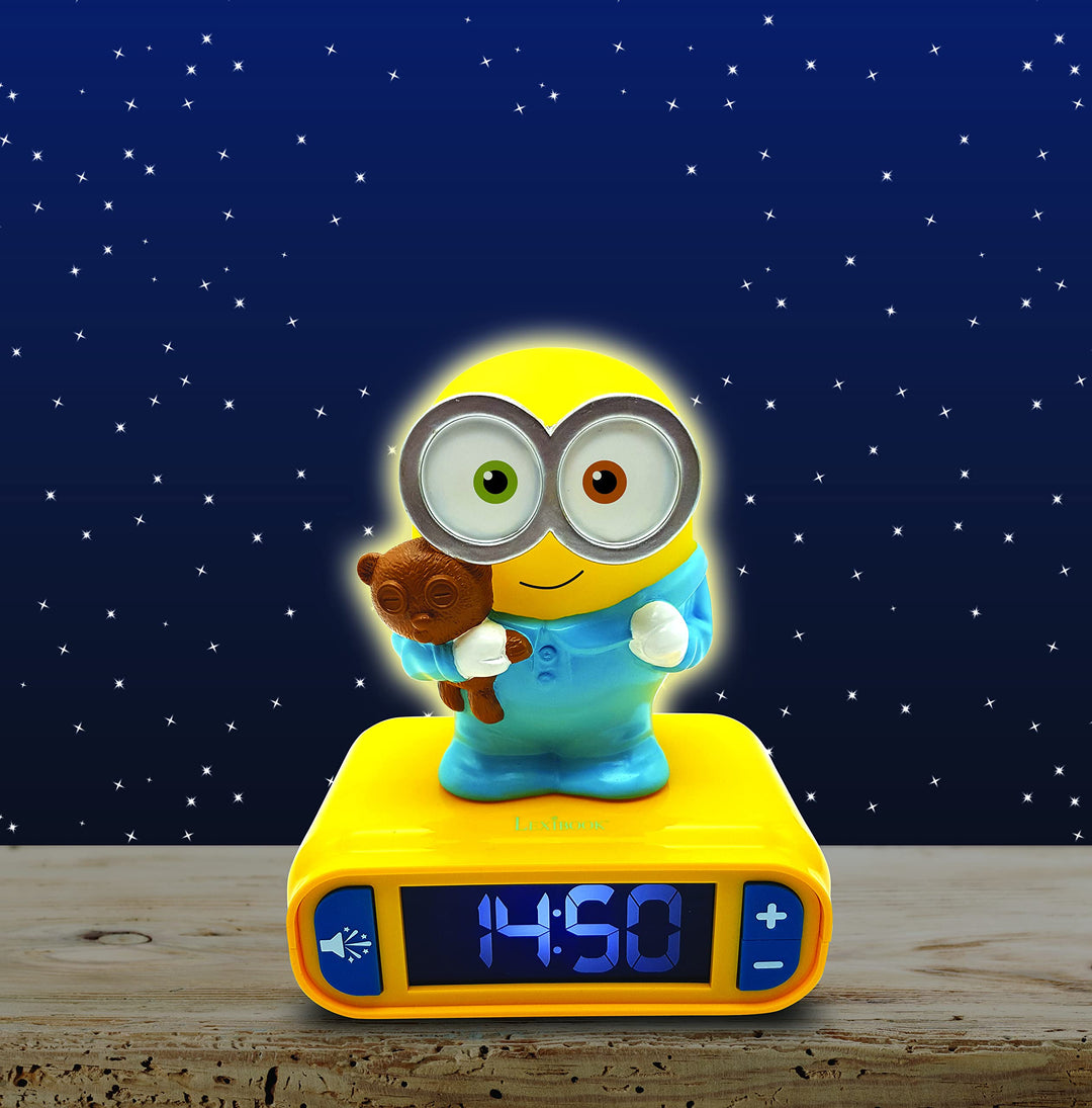 LEXIBOOK Minions Digital Alarm Clock with Night Light - Bob Light-Up Feature, Snooze & Sound Effects