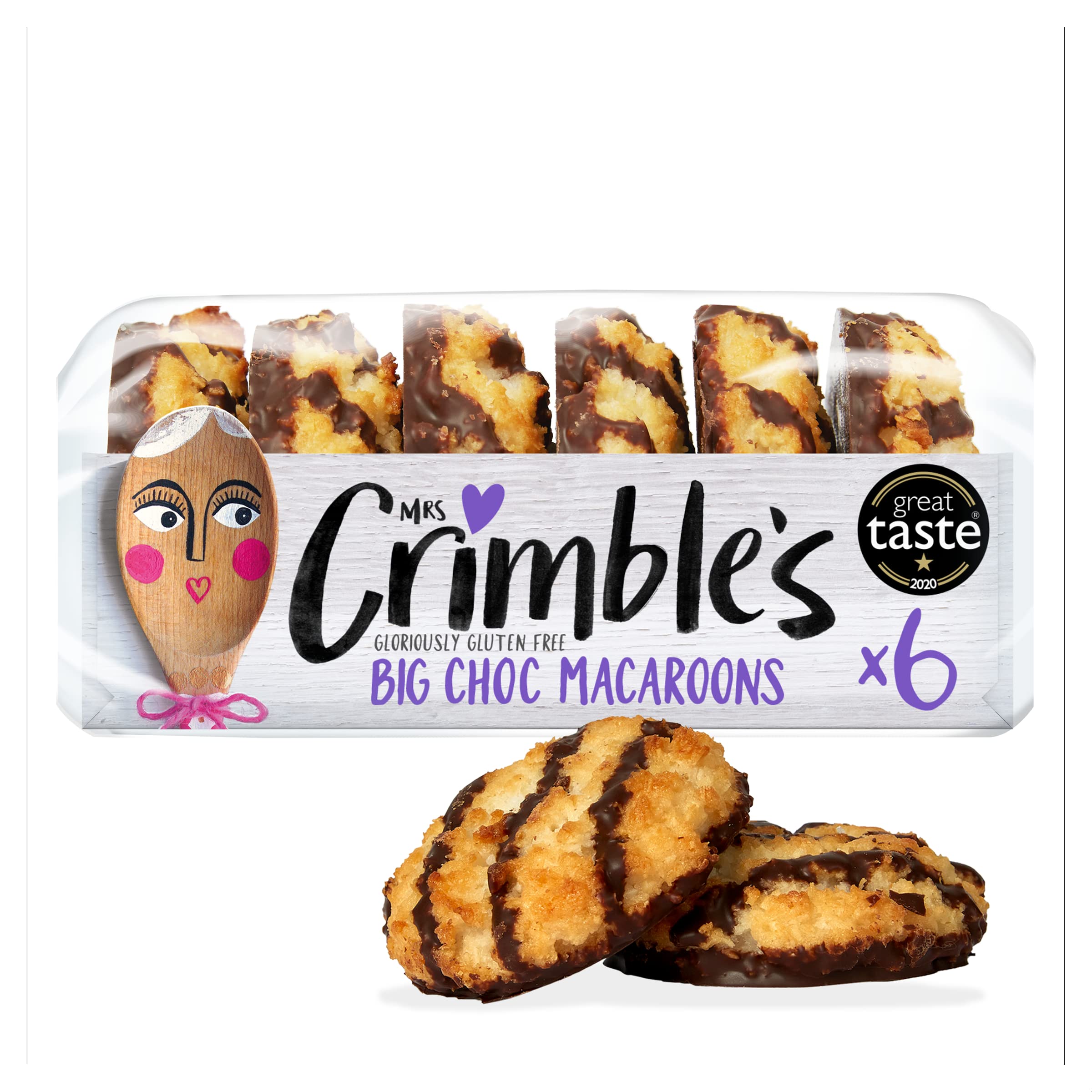 Mrs Crimbles 6 Large Chocolate Macaroons, 195g - Gluten Free, Moist Coconut Cookies with Cocoa 1