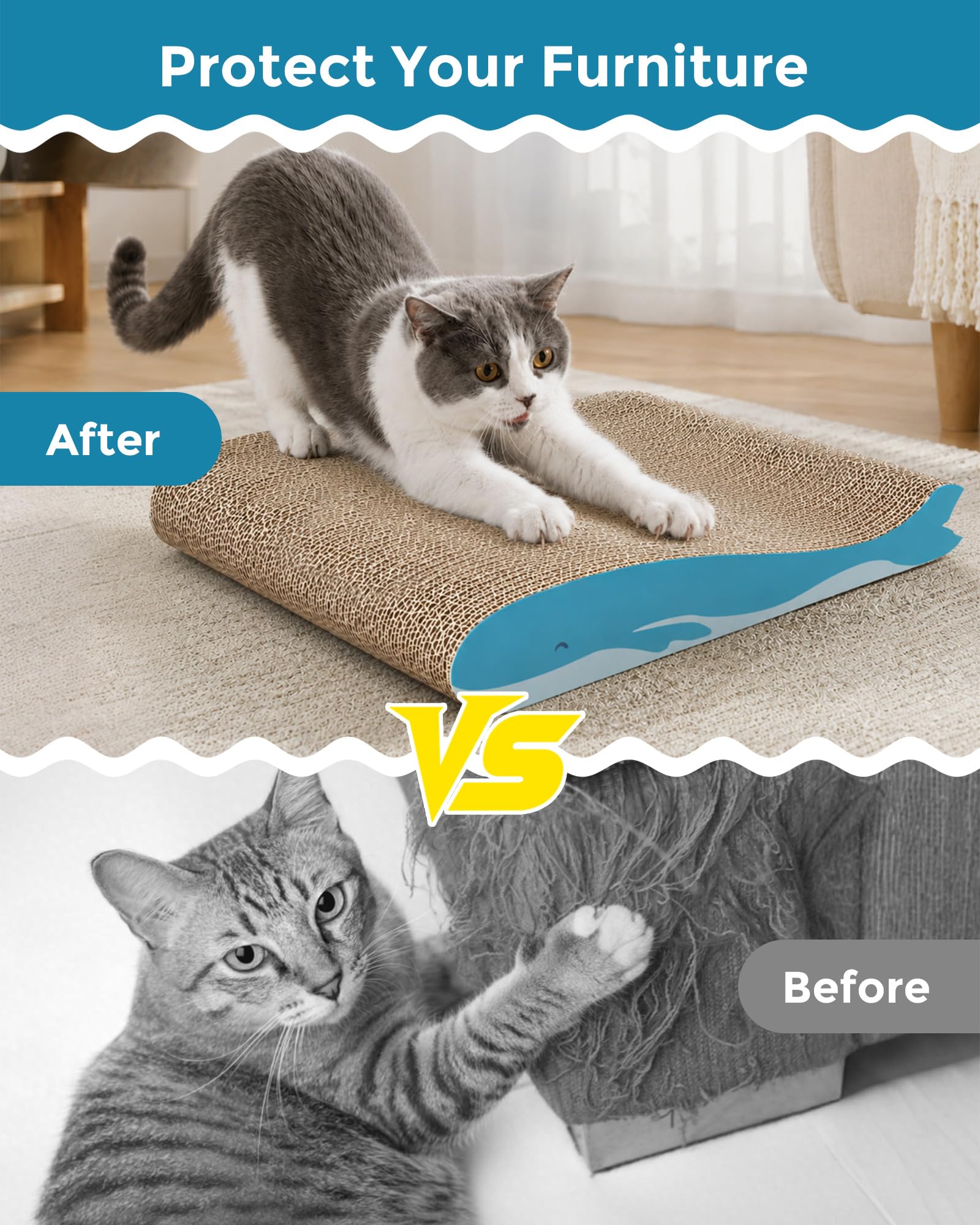 Dogat Cat Scratcher Board - 2 Pack | 42x30x6.5cm | Corrugated Cardboard 5