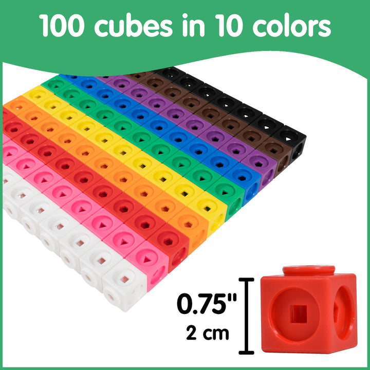 EDX Education Math Cubes - 100-Piece Linking Cube Set for Early Learning