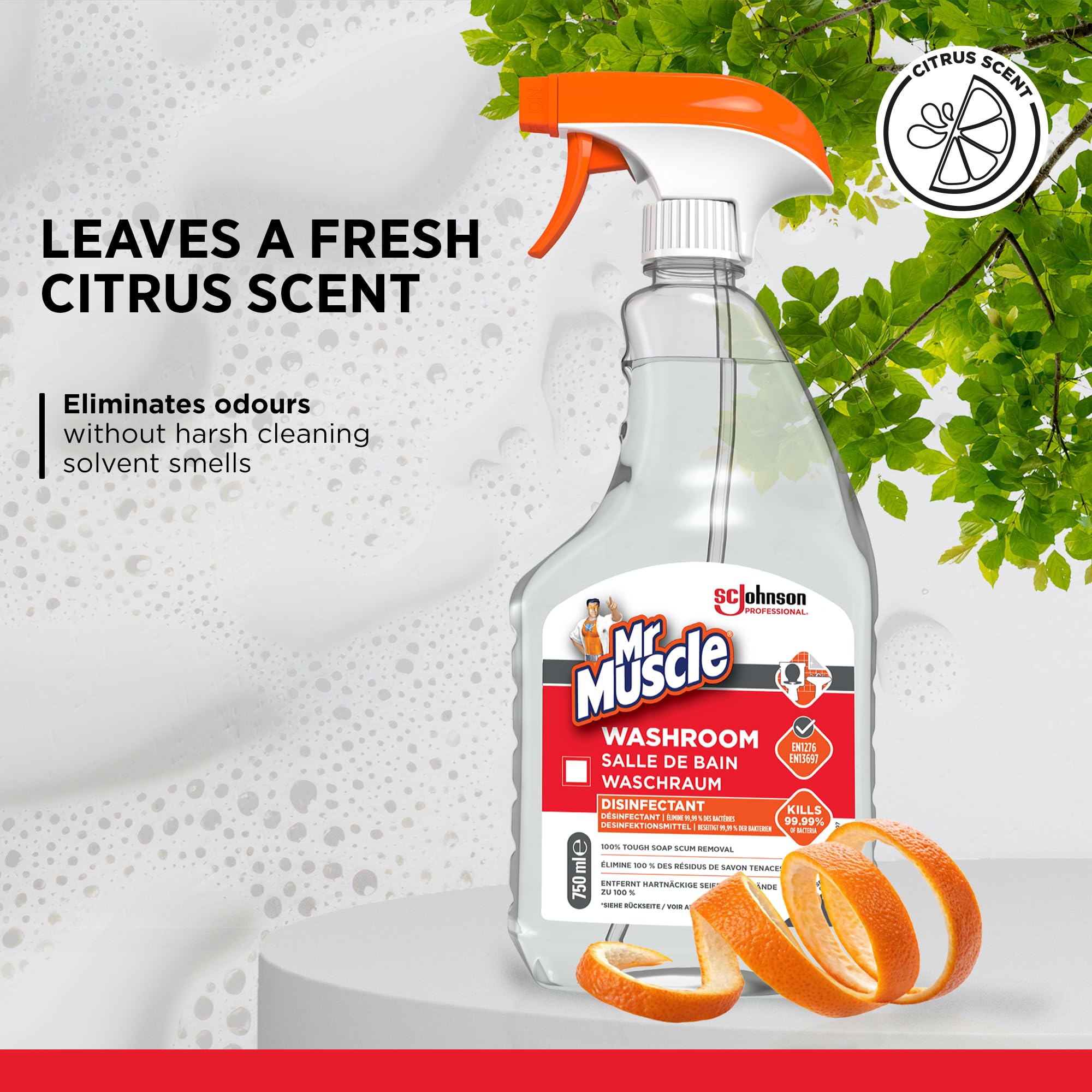 SC Johnson Professional Mr Muscle Washroom Cleaner - Hospital Grade Disinfectant | 750 ml Citrus Scent 6