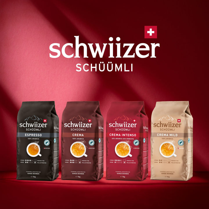 Schwiizer Schüümli Crema Mild - 100% Arabica Coffee Beans, Light Roast, Rainforest Alliance-Certified, 1kg