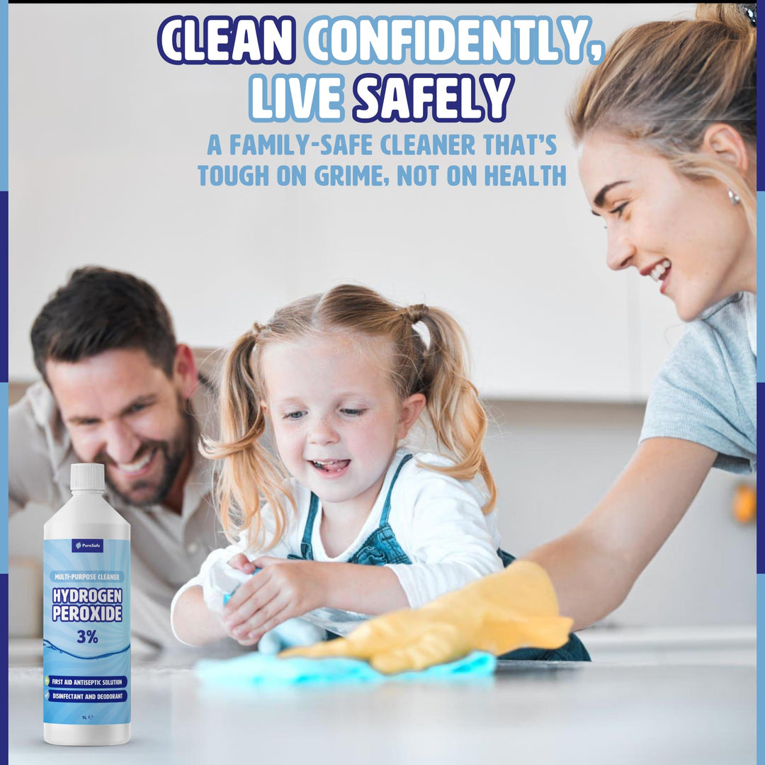 Pure Safe - Hydrogen Peroxide 3% Solution 1 Ltr – Multi-Purpose Household Cleaner
