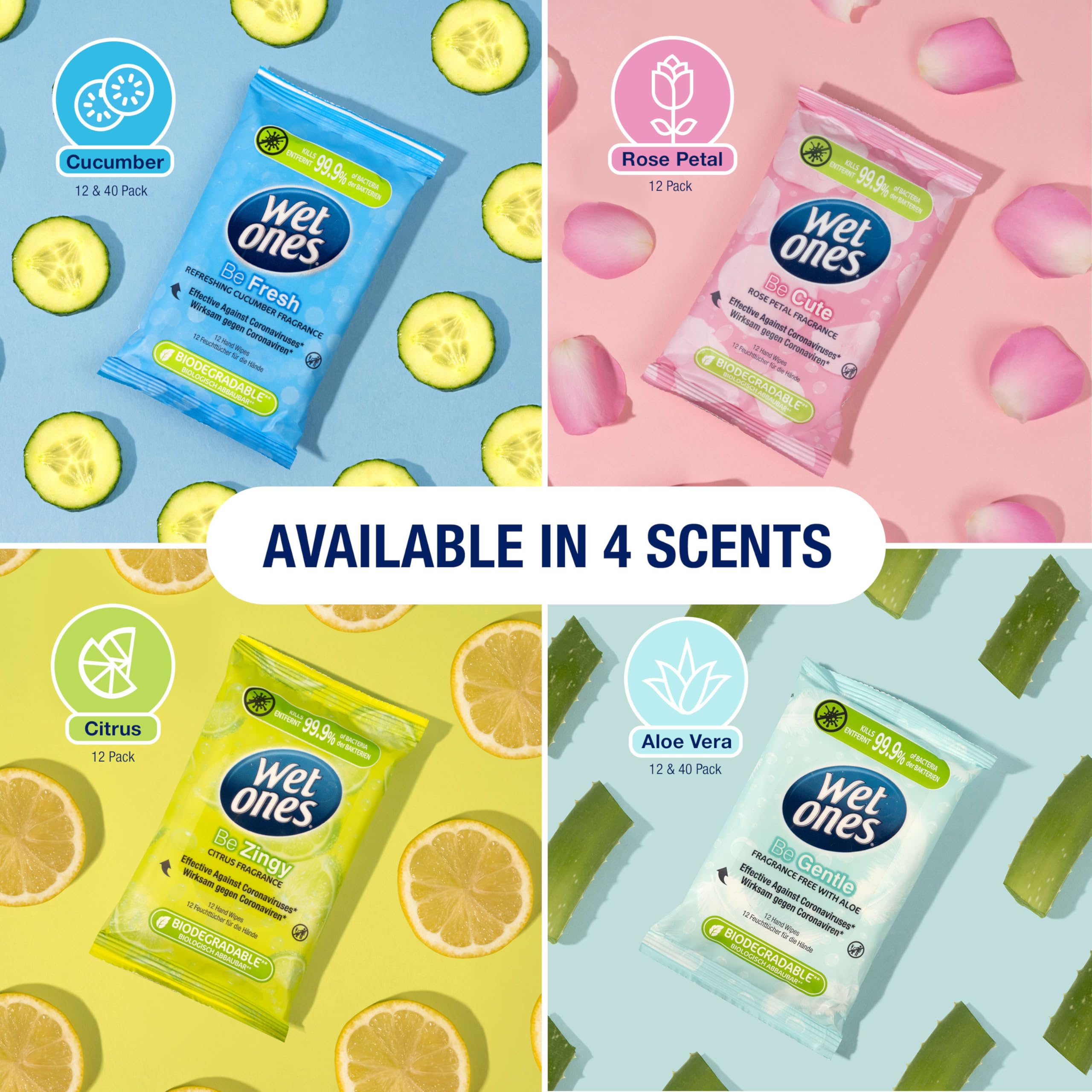 Wet Ones Plastic-Free Antibacterial Pocket Size Hand Wipes - Cucumber Scent | 12 Count Pack 6