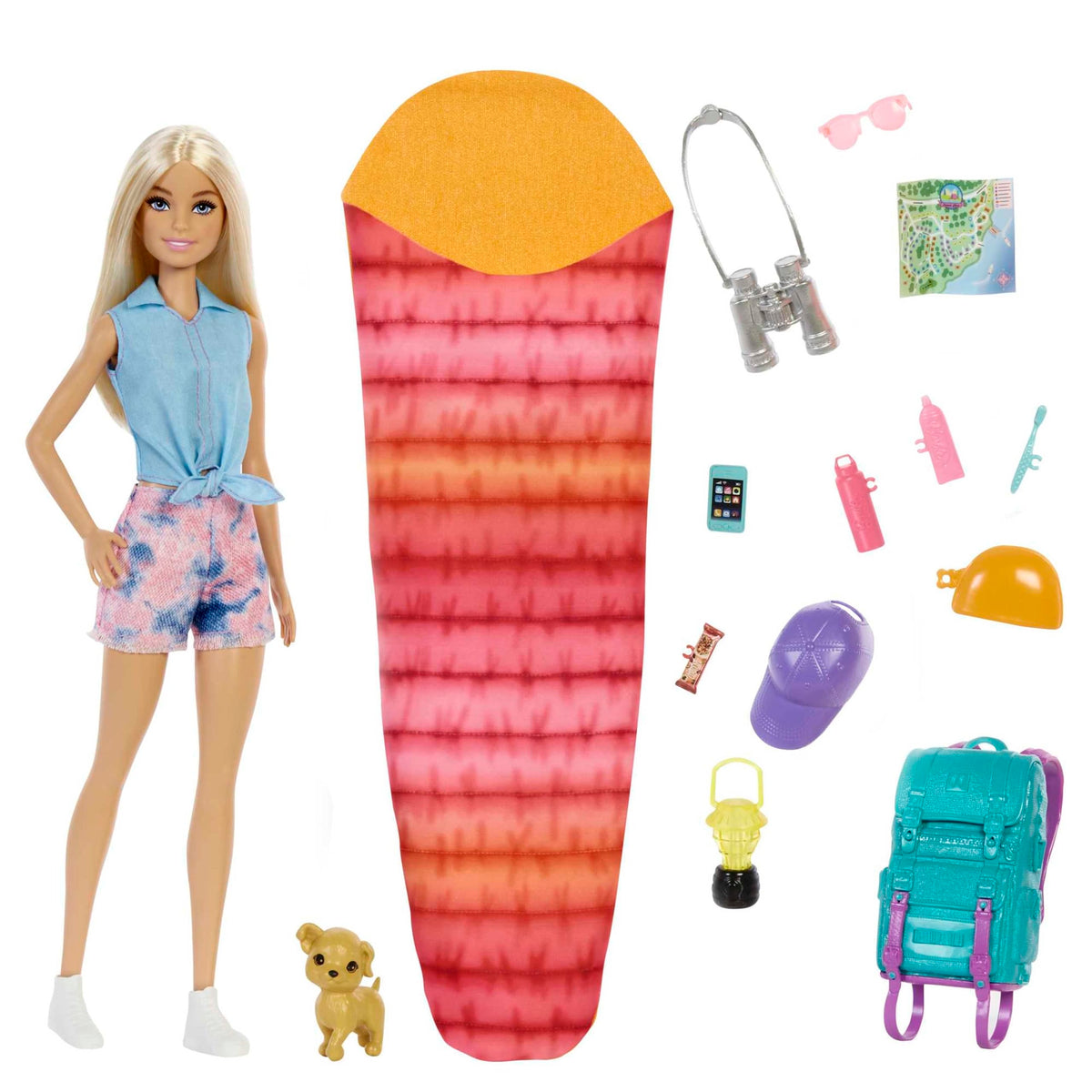 Barbie It Takes Two "Malibu" Camping Doll with Puppy & 10+ Accessories | Ages 3-7 | Plastic