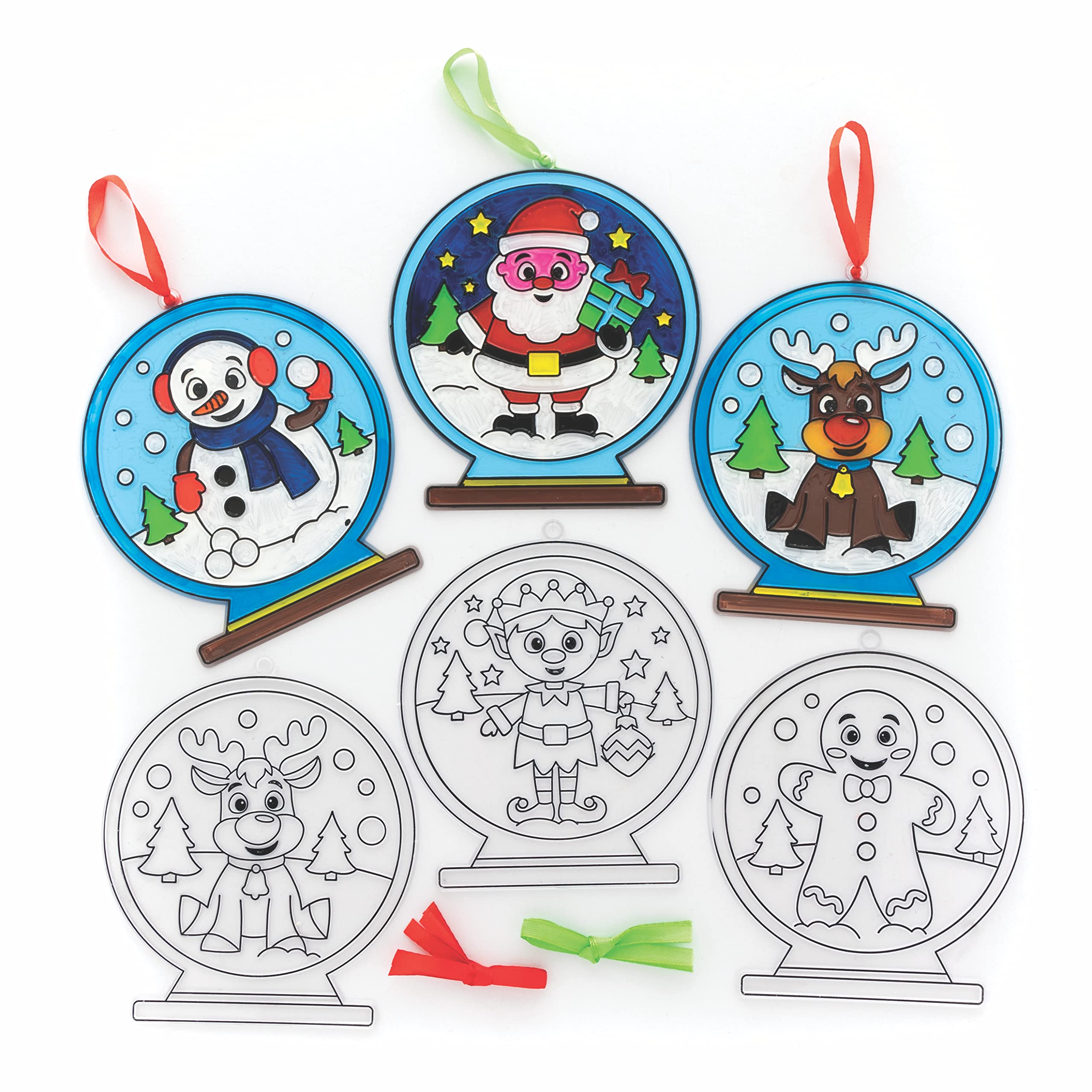 Baker Ross FC181 Christmas Snow Globe Suncatcher Decoration Craft Kit - Pack of 6 | Ages 3+ 1