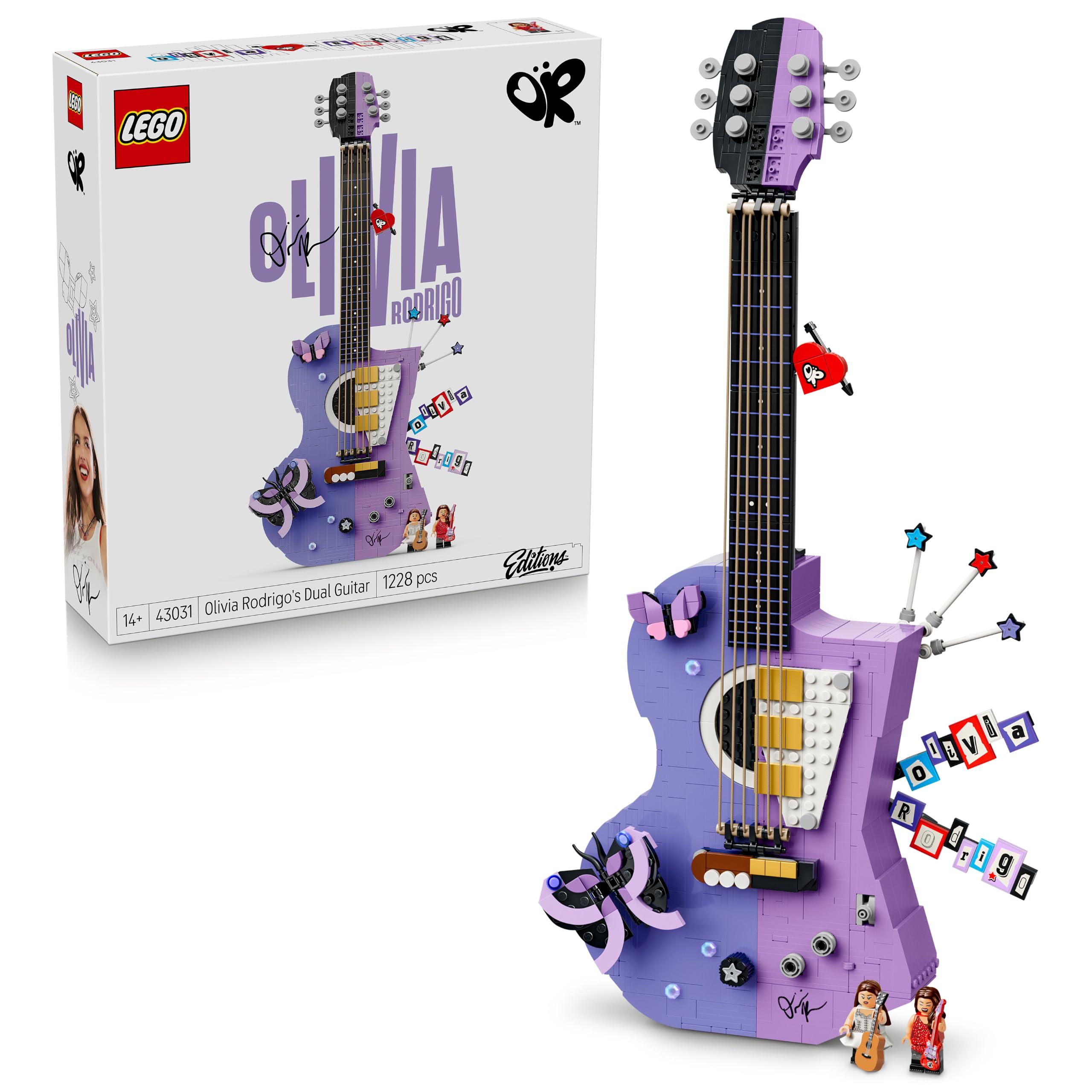 LEGO Editions Olivia Rodrigo's Dual Guitar Building Set - 2 Minifigures | Ages 14+ 1