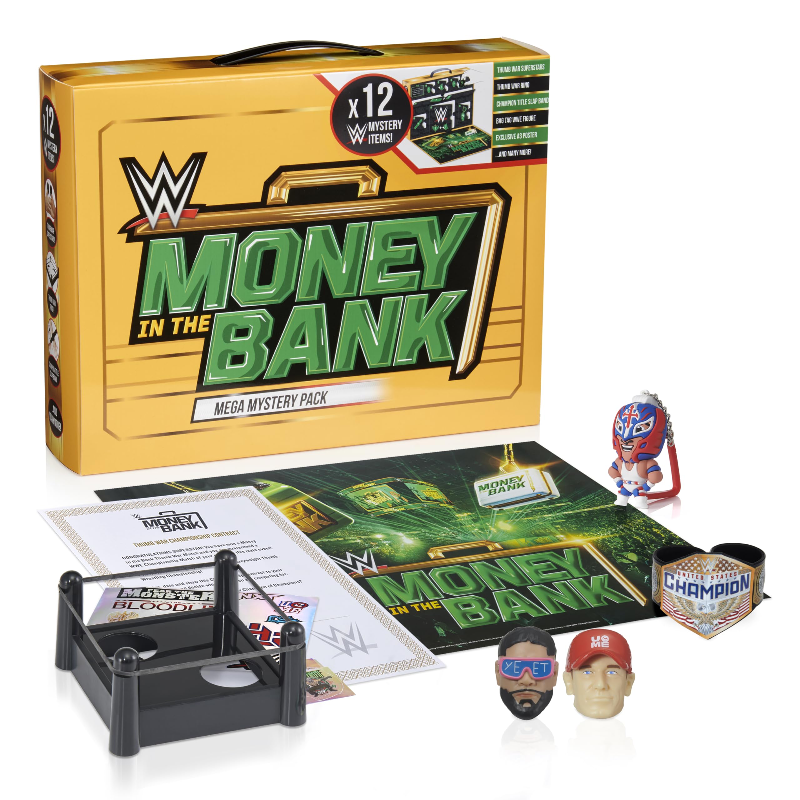 WOW! STUFF WWE Money in the Bank Mystery Gift Pack | 14+ WWE Surprises | Thumb War Superstars Included