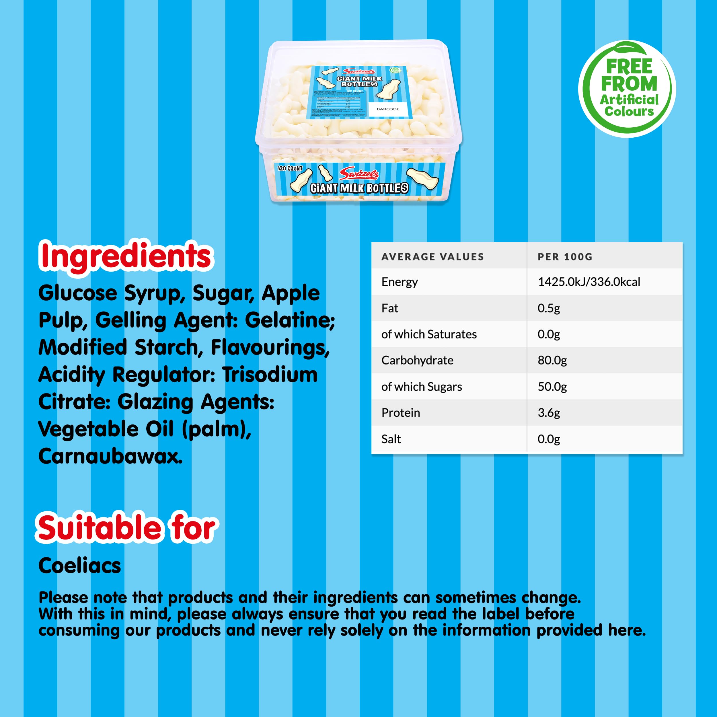 Swizzels Milk Bottle Sweets - Foam Gums, Free from Artificial Colours, 660g Tub