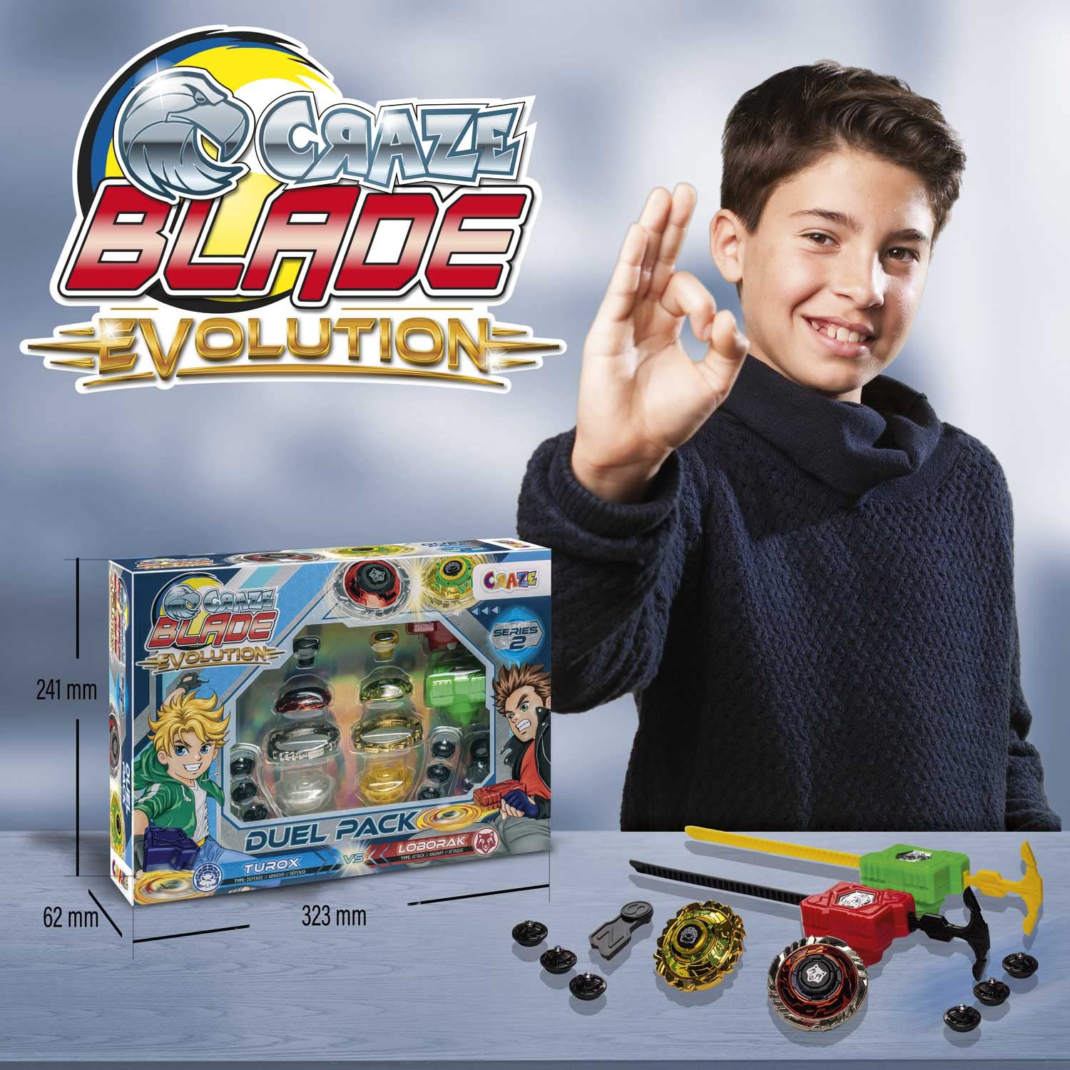 CRAZE Bladez Turox Loborak Evolution Spinning Top Duel Pack - Customizable Metal Fusion Blades | Ages 3+ 3