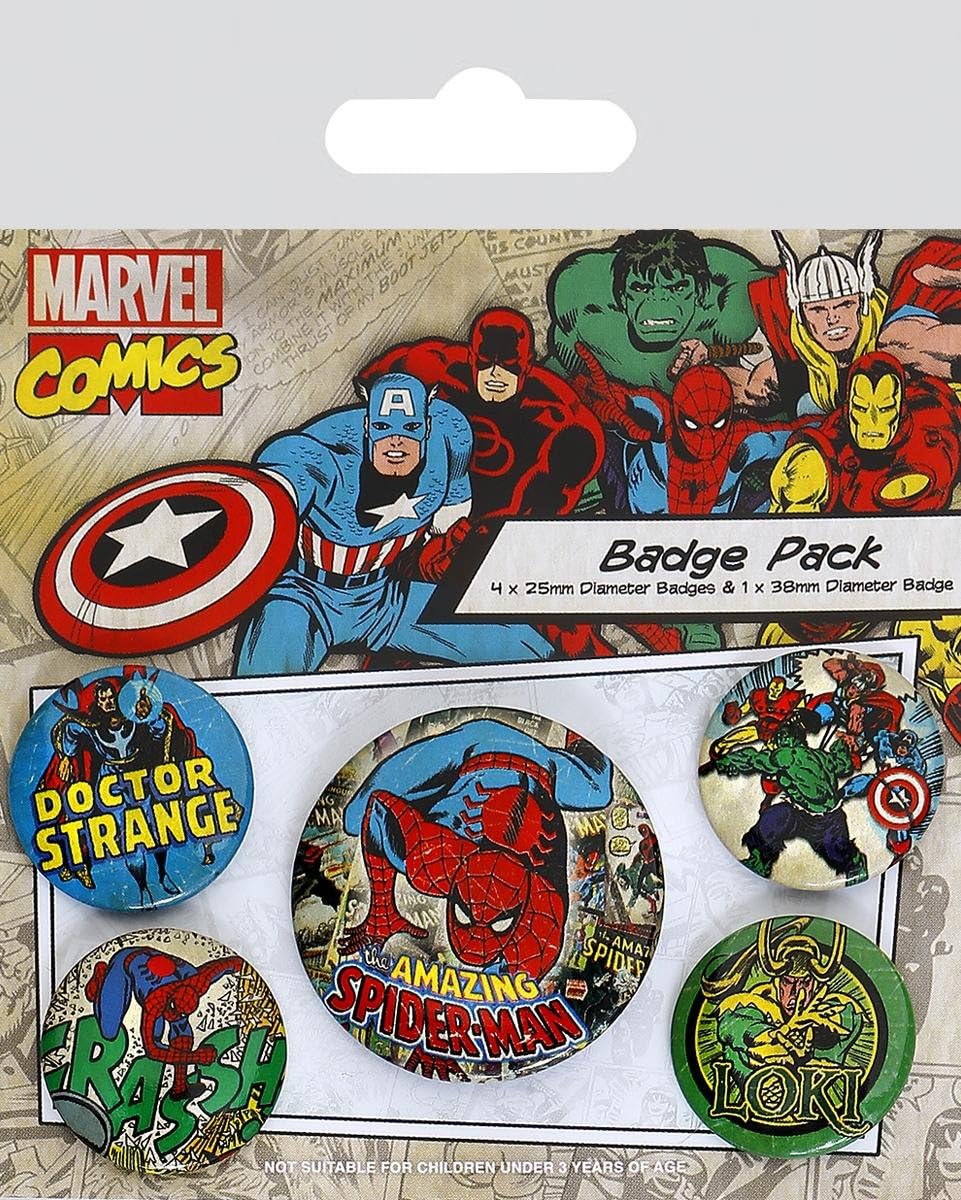 Pyramid International Marvel Retro Spider-Man Badge Set, Multi-Colour (10 x 12.5 cm)