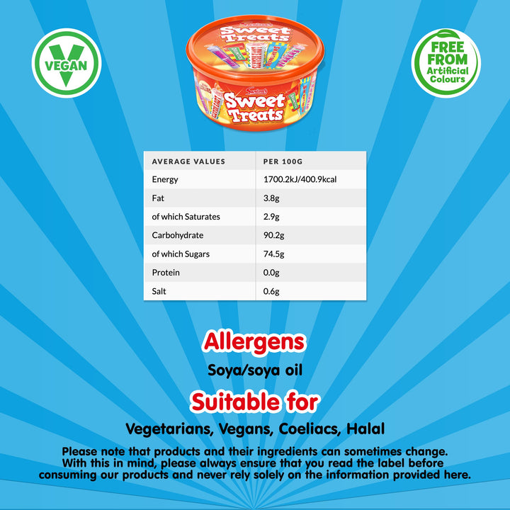 Swizzels Sweet Treats Tub 600g - Assorted Chewy and Fizzy Sweets