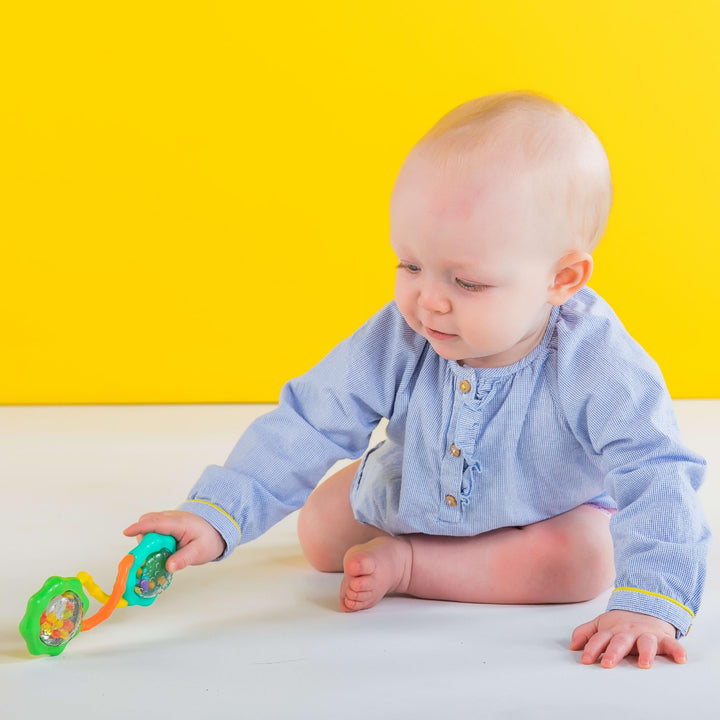 Bright Starts Rattle & Shake BPA-Free Baby Barbell Toy - Green, 3 Months+