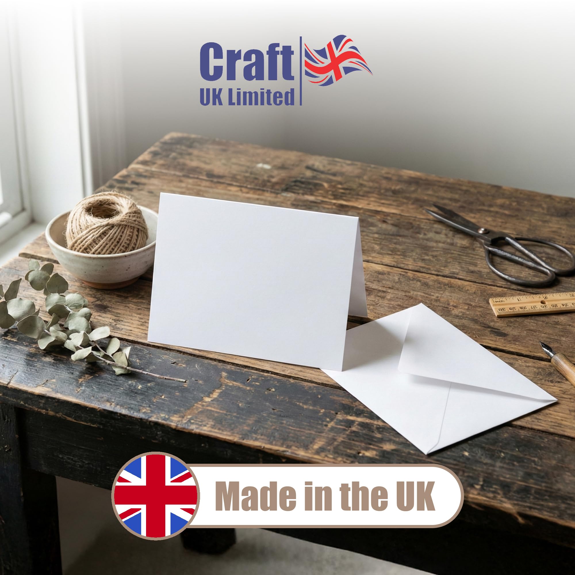 Craft UK Blank Greeting Cards and Envelopes - 50 Pack | 5 x 7 Inch | White Card Stock 2