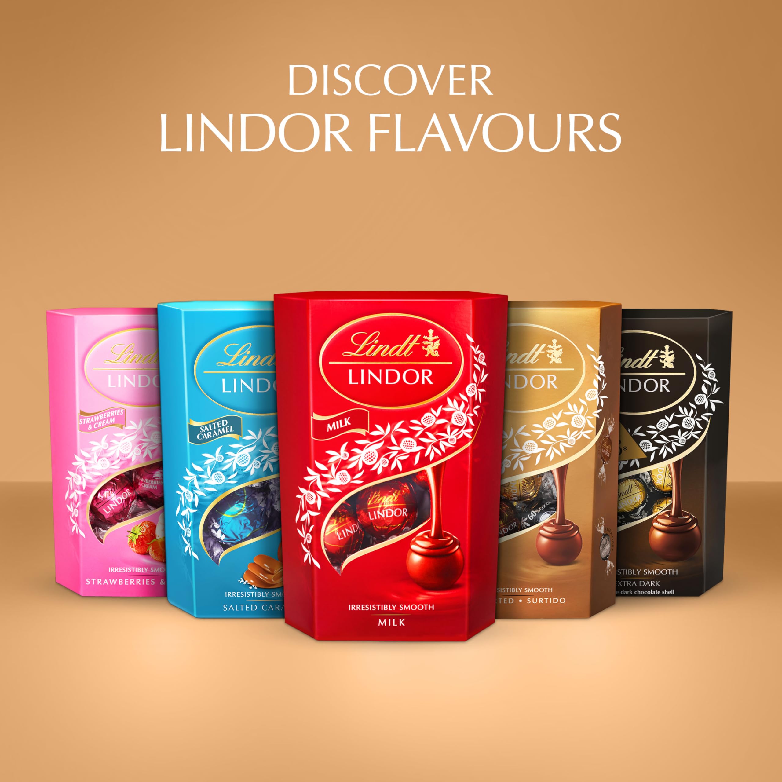 Lindt Lindor Assorted Chocolate Truffles - Smooth Melting Milk, White, Dark & Hazelnut | 600g Box 9