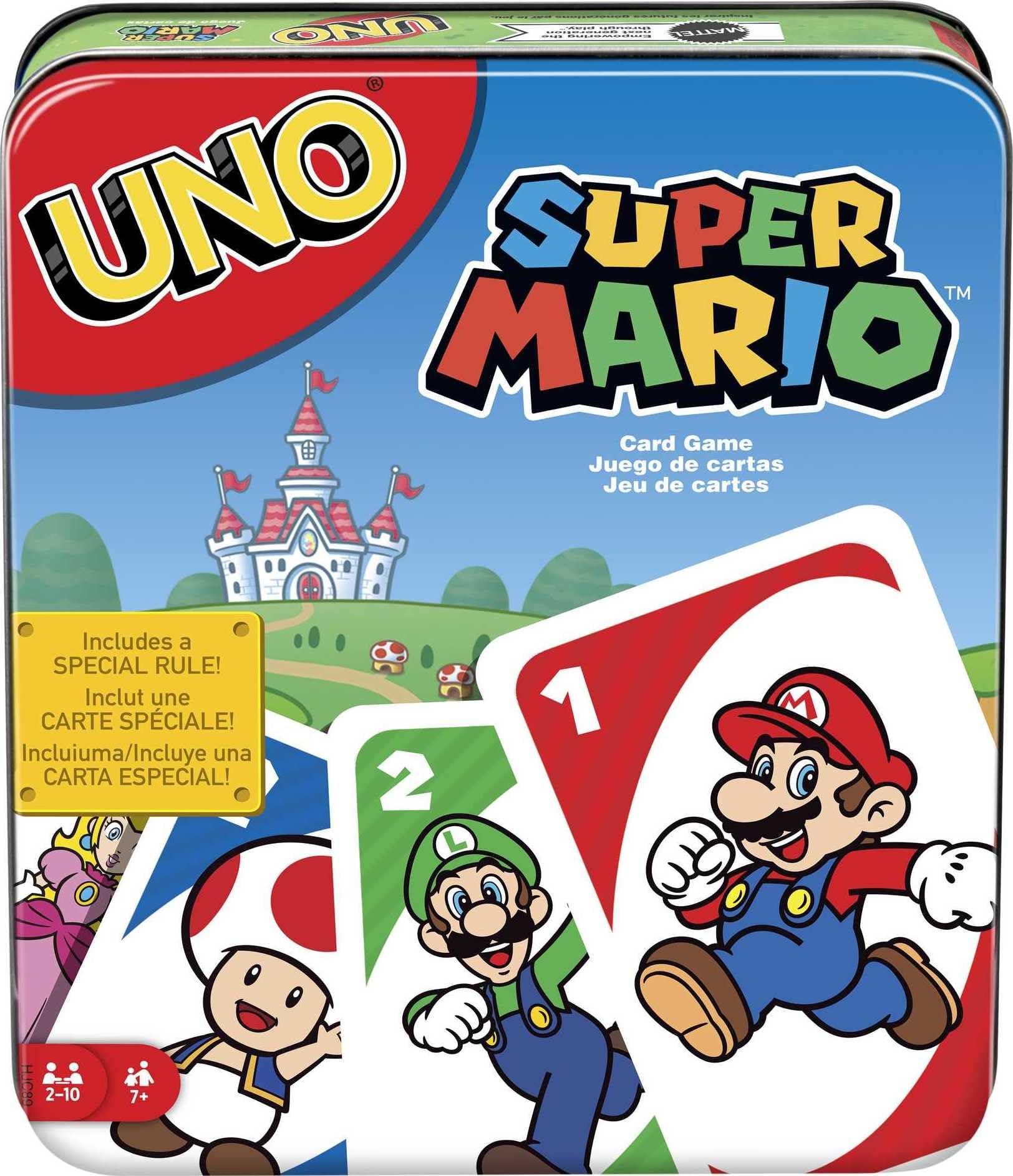 Juegos Mattel UNO Super Mario Card Game - Collectible Tin Edition, Ages 7+, 2-10 Players 1