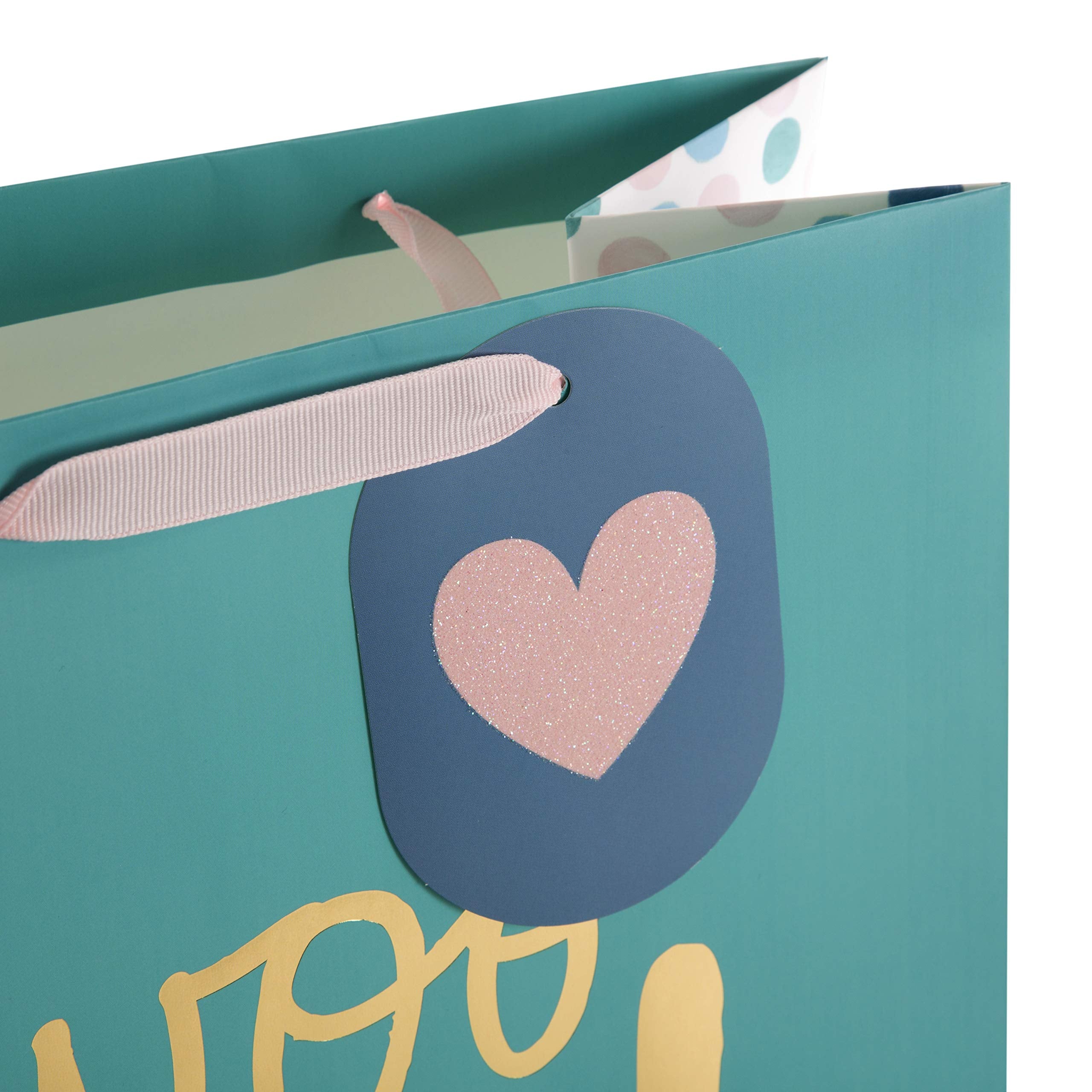 Hallmark Large Multi-Occasion Gift Bag - Woo Hoo Text Design | Turquoise | 33 cm x 26.5 cm x 14.6 cm 3