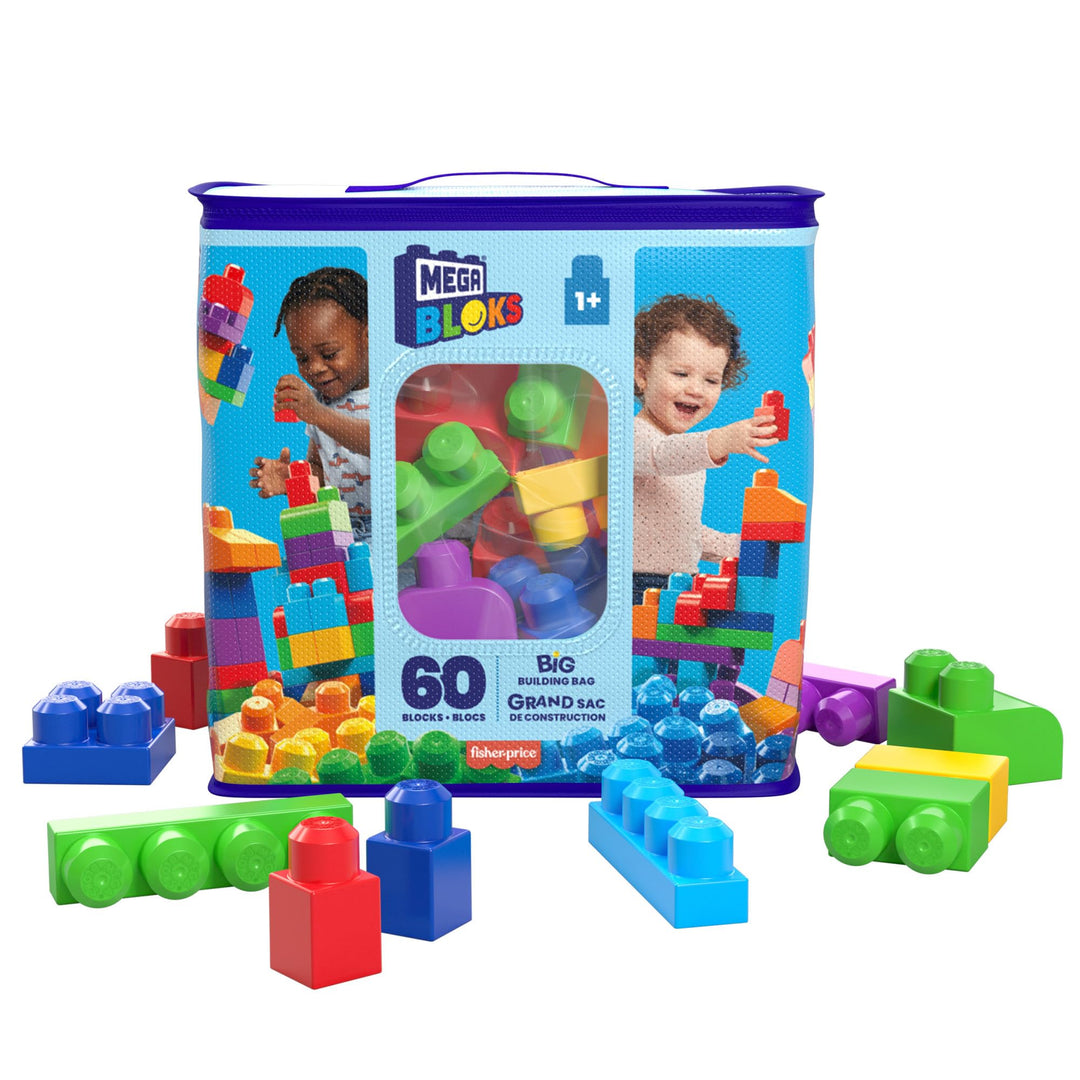 Mega Bloks DCH55 Grand sac de construction, bleu 60 pièces