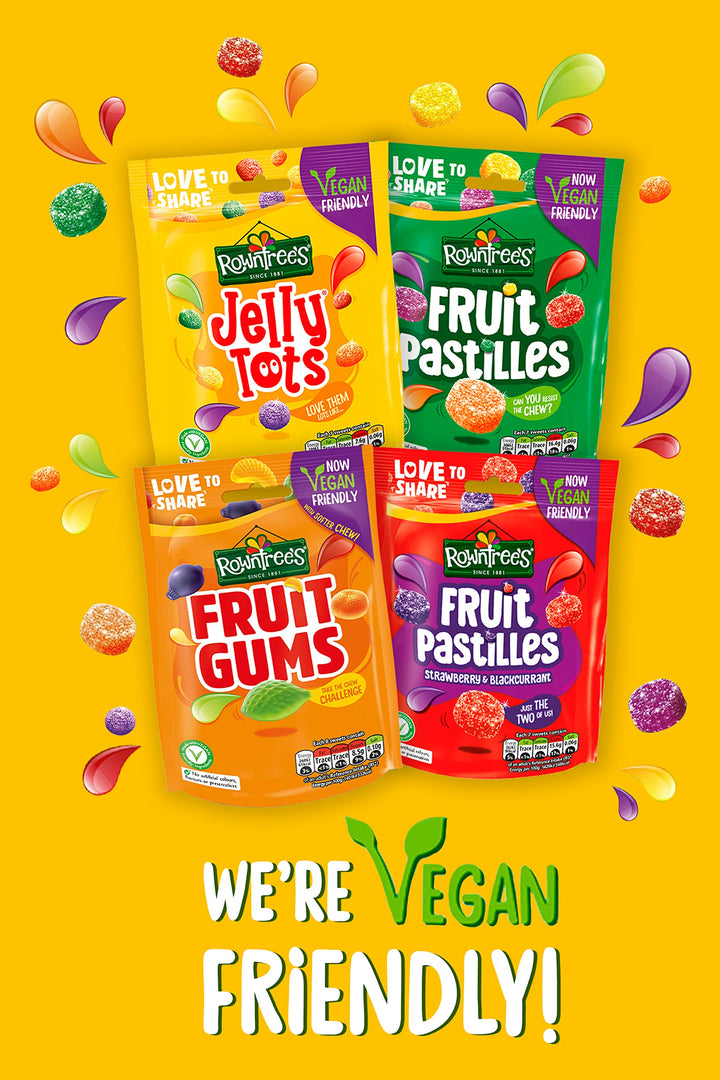 Rowntree's Jelly Tots Sweets - Fruit Flavoured Chewy Sweets, Vegan Friendly, 10 x 150g Sharing Bags