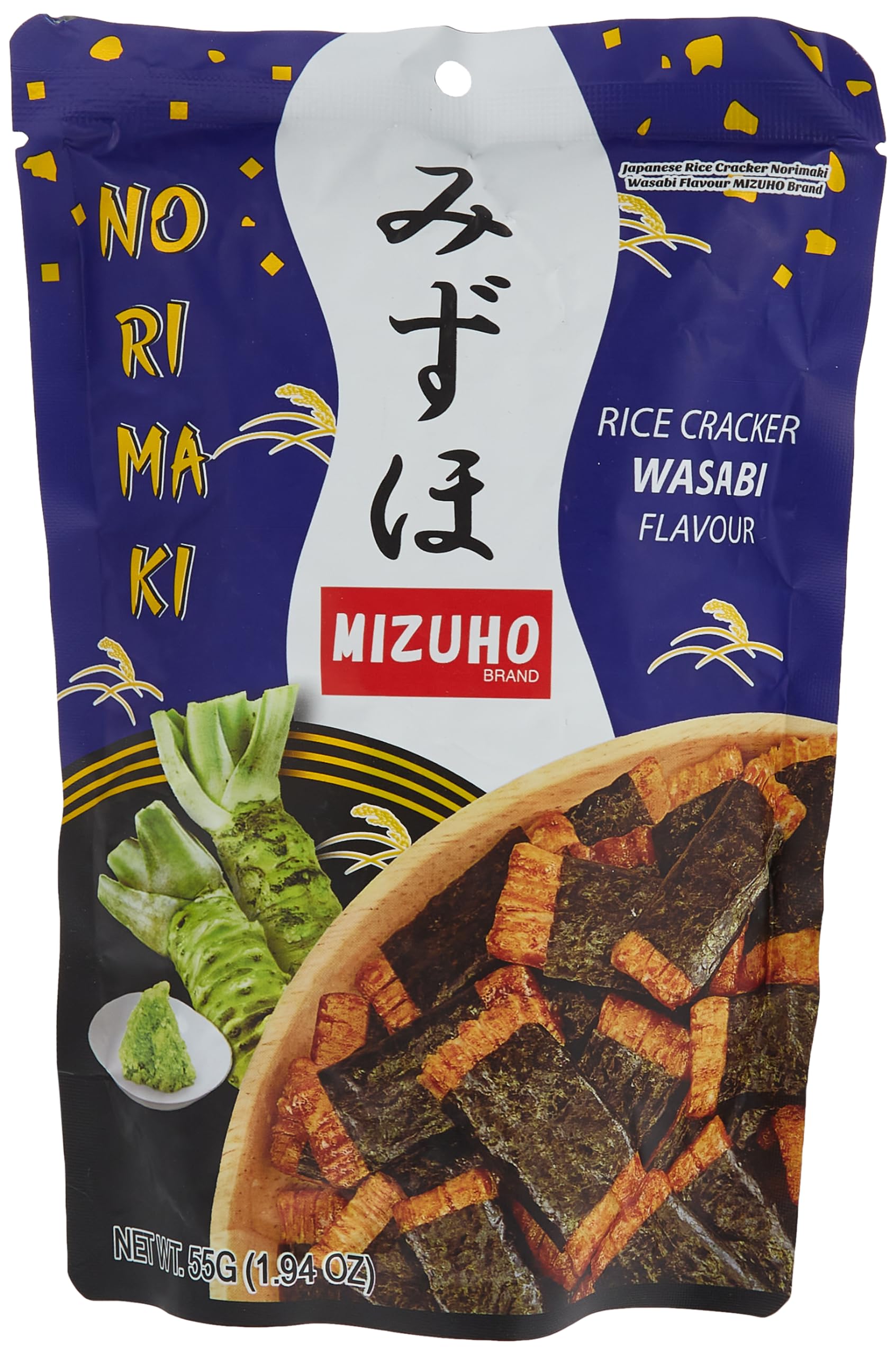 Mizuho - Rice Cracker Wasabi Norimaki Japanese Seaweed-Wrapped Snack 1