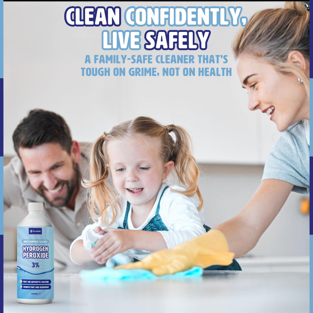 Pure Safe - Hydrogen Peroxide 3% Solution 500ml – Multi-Purpose Disinfectant Cleaner