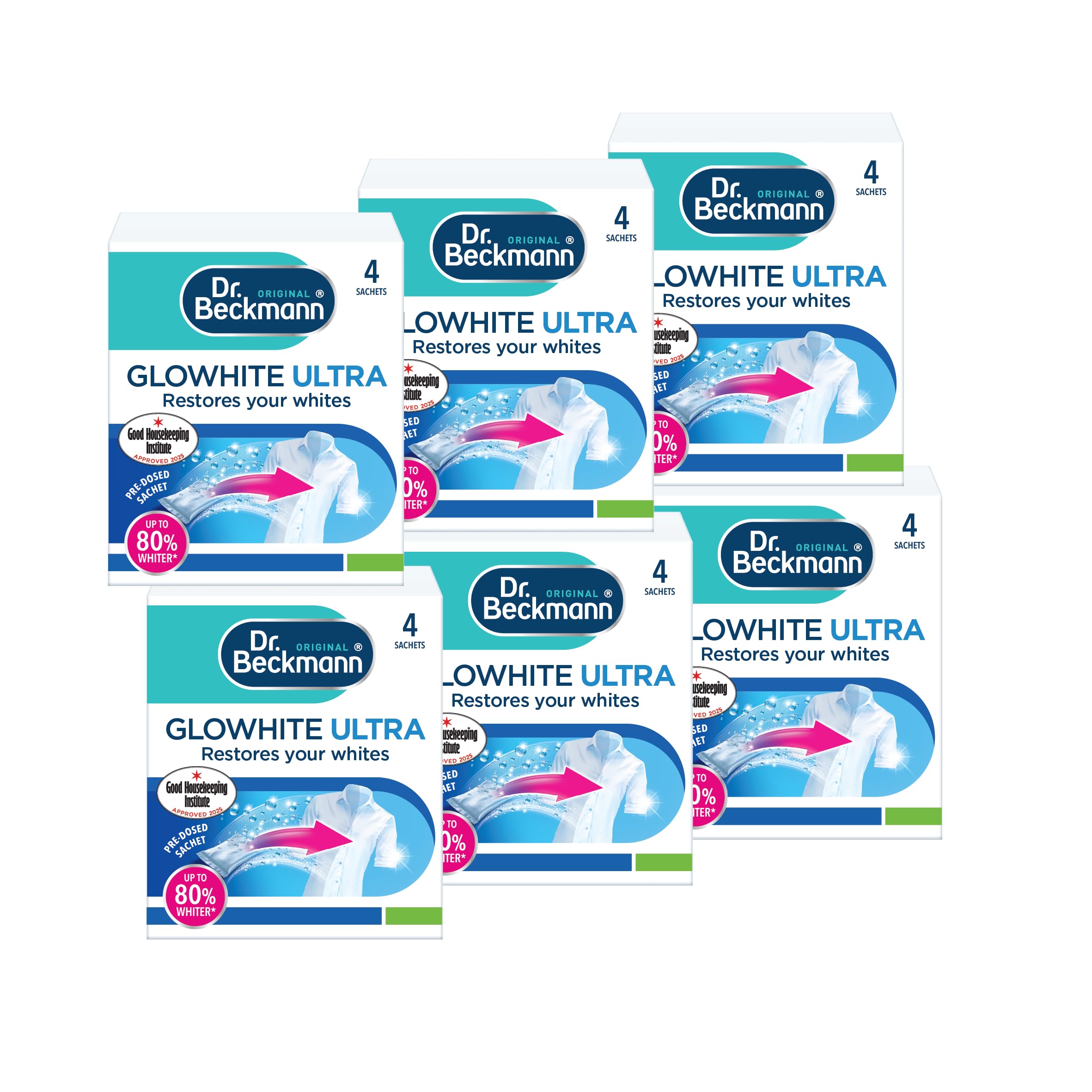 Dr. Beckmann Glowhite Ultra Stain Remover Sachets for Brighter Whites | Pack of 6 1