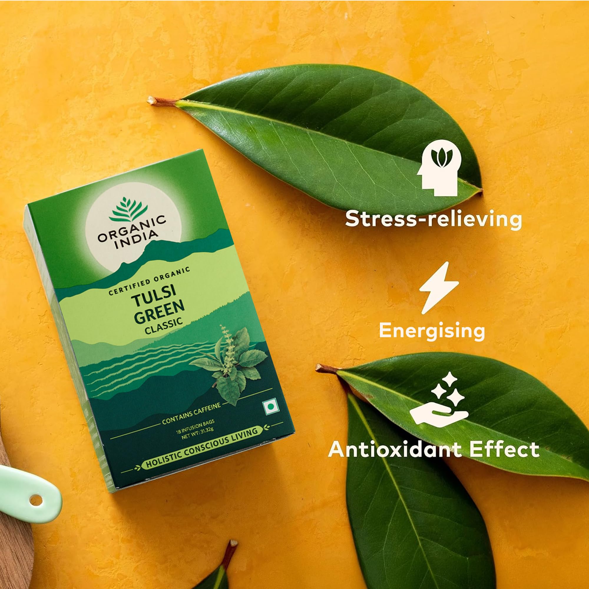 ORGANIC INDIA Tulsi Green Tea Classic - Certified Organic & Vegan | 18 Teabags 3