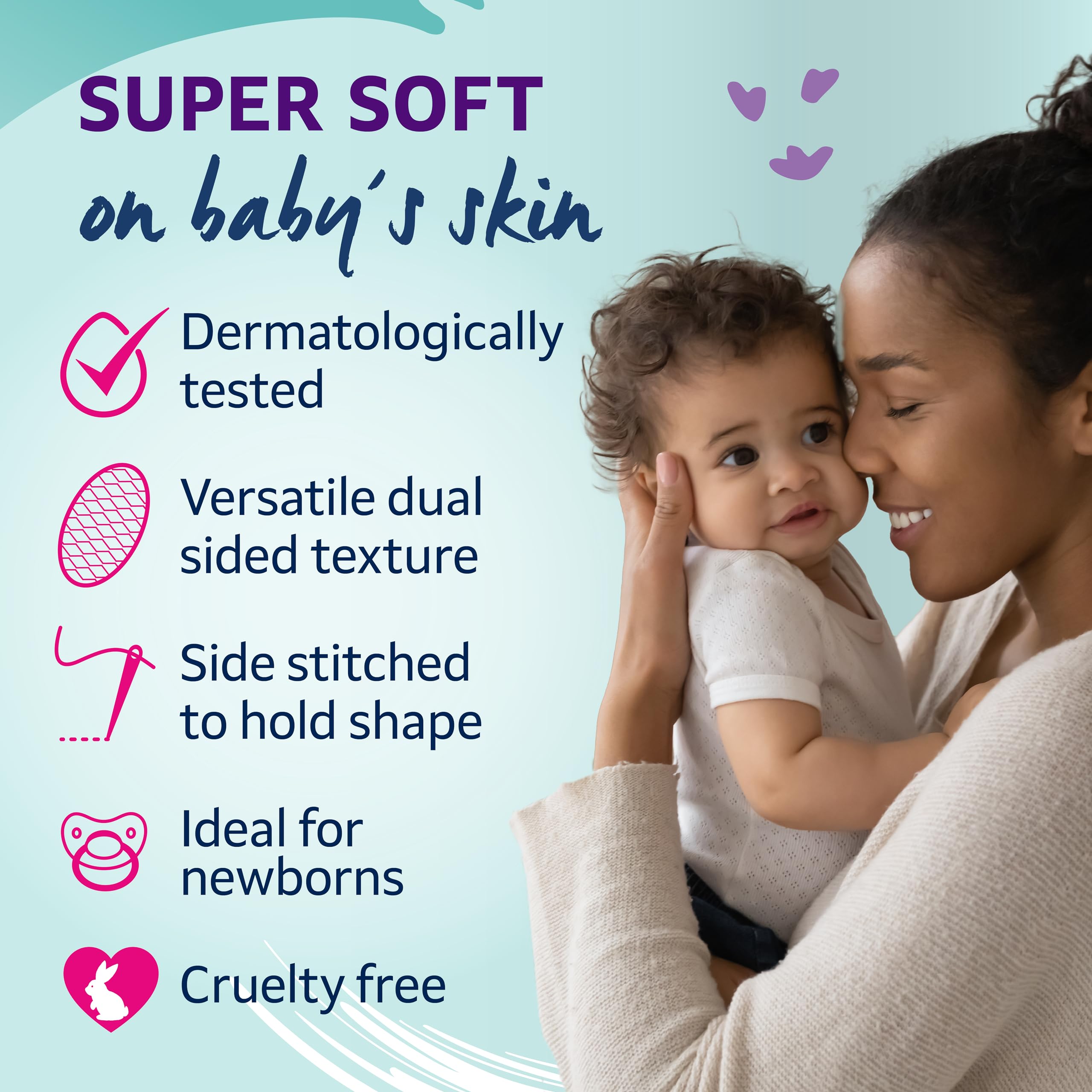 Lil-Lets Baby Cotton Wool Oval Pads - 100% Organic Cotton, Gentle on Newborn Skin, Pack of 50 3