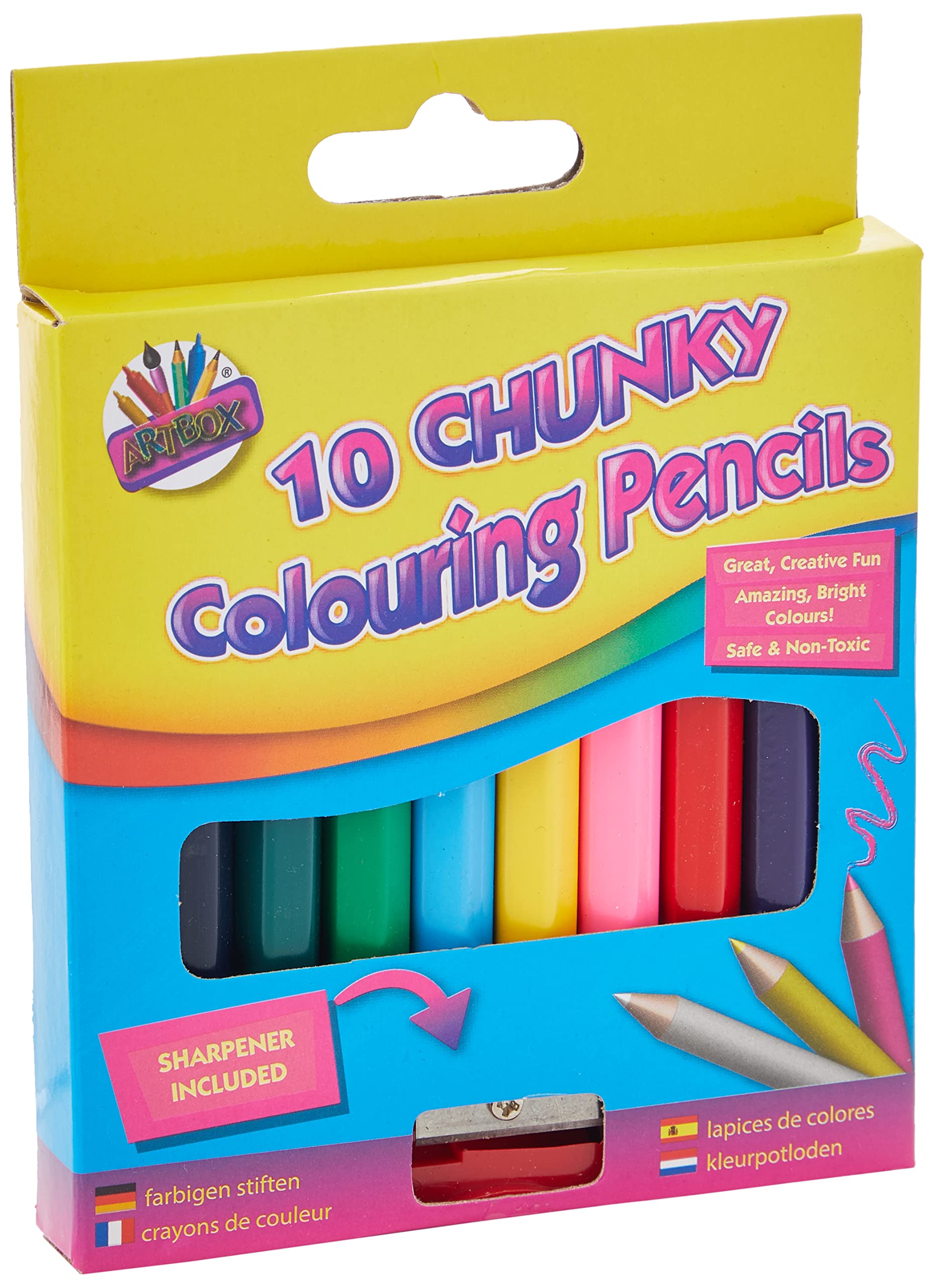 ART BOX 1/2 Size Chunky Colouring Pencils - 10 Count Pack | HB Hardness | Wood Material 1