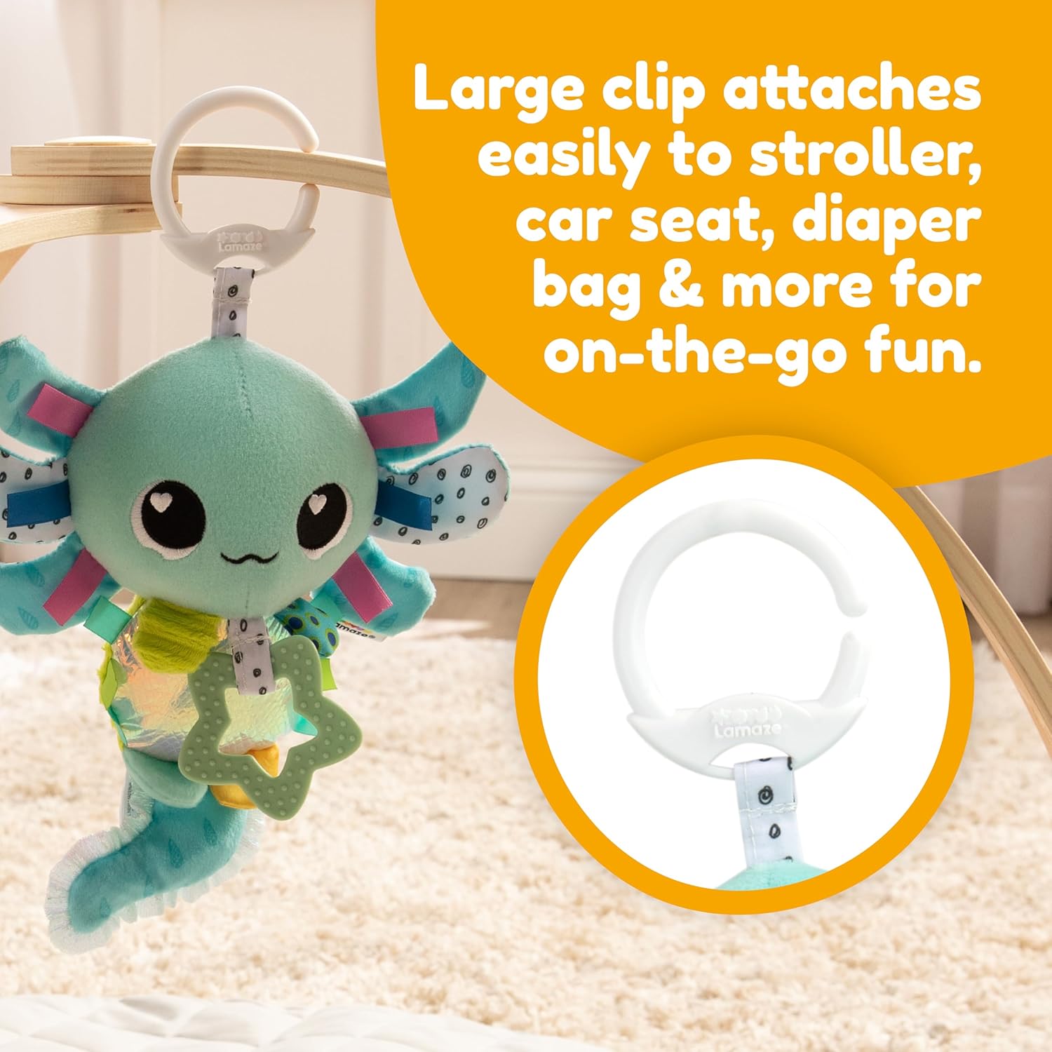 Lamaze Alise the Axolotl - Sensory Pram Toy for Babies 0-6 Months+ 2