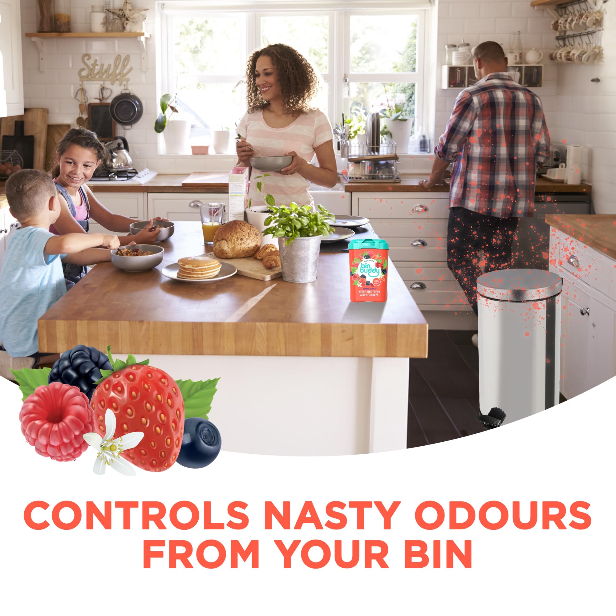 Bin Buddy Berry Blast Bin Freshener Deodoriser Powder - Pack of 2 x 450g 4