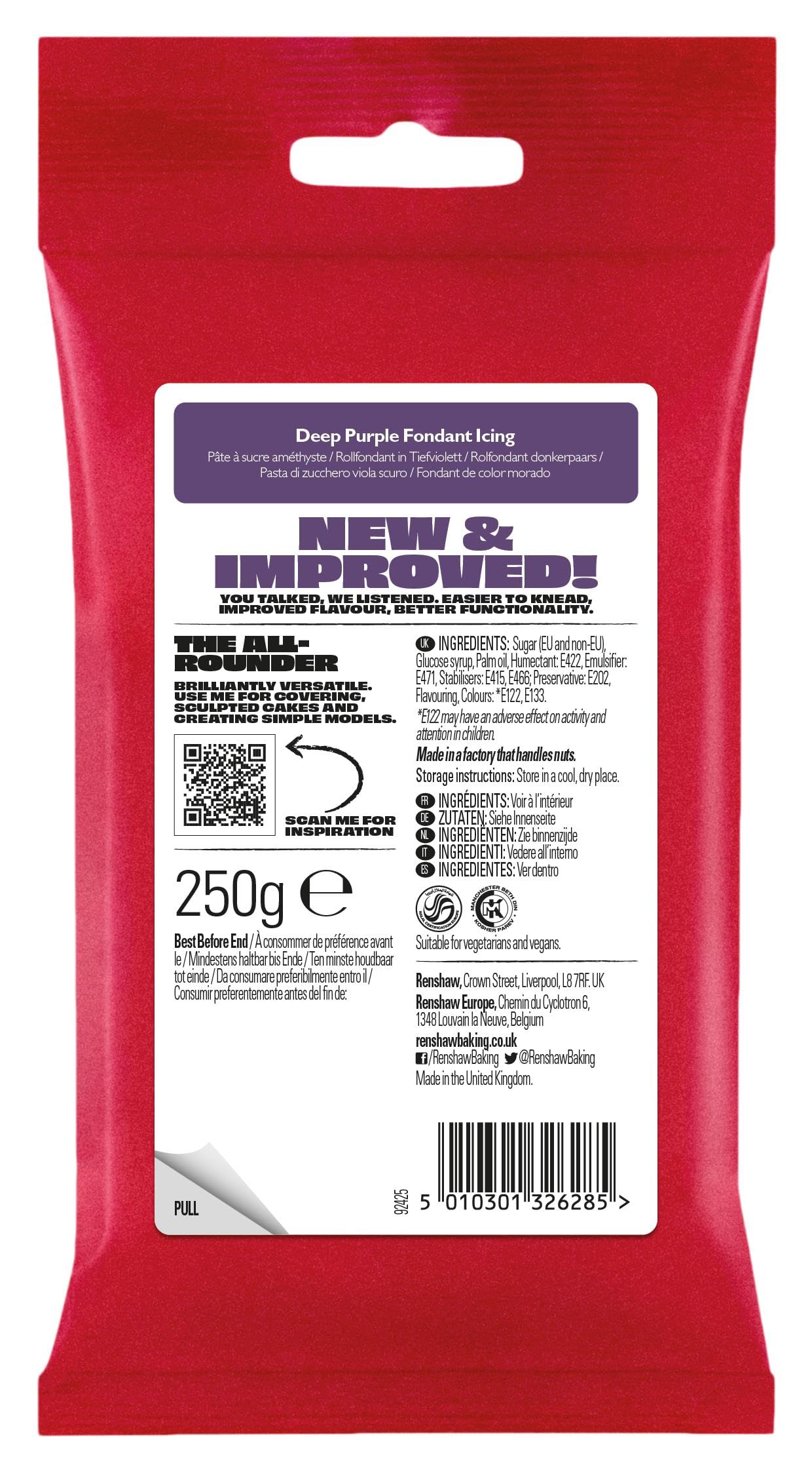 Renshaw Just Roll With It Fondant Icing - Deep Purple, 250 g | Ready to Roll Vegan Icing
