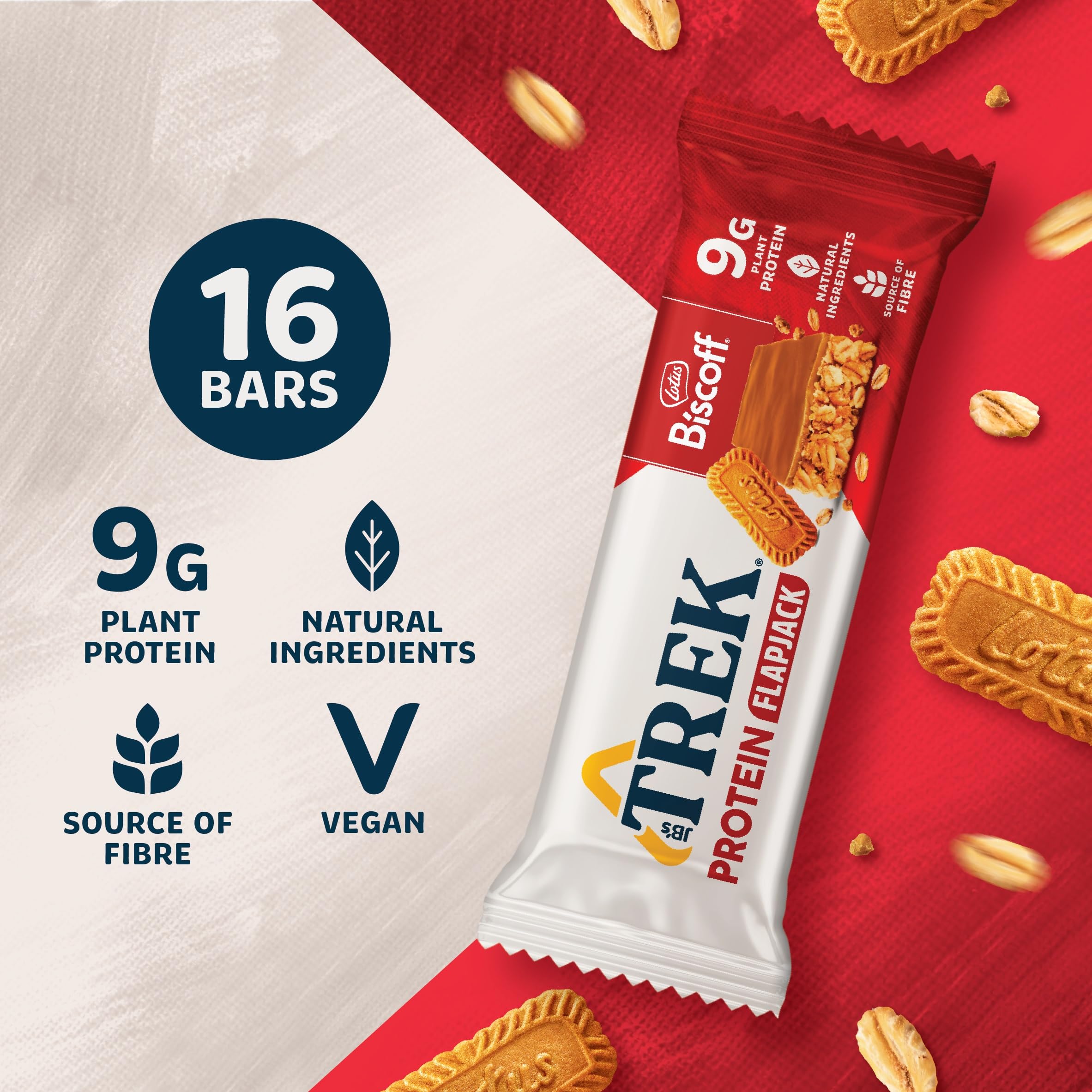 JB's TREK High Protein Flapjack Biscoff - Plant-Based Vegan Snack - 50g 2