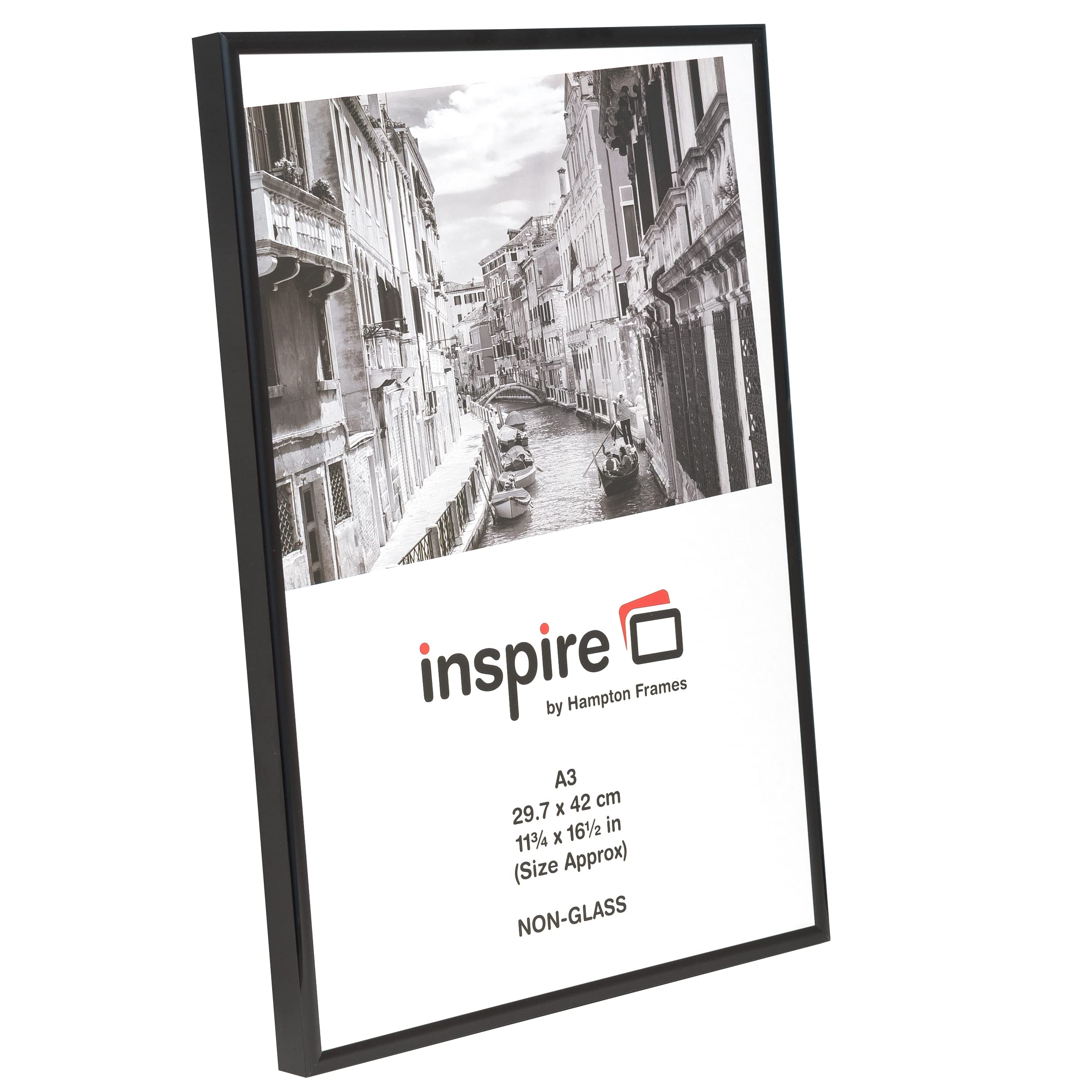 Hampton Frames BACKLOADER Poster Certificate Photo Frame - Black A3 (30x42cm) Plexi Front