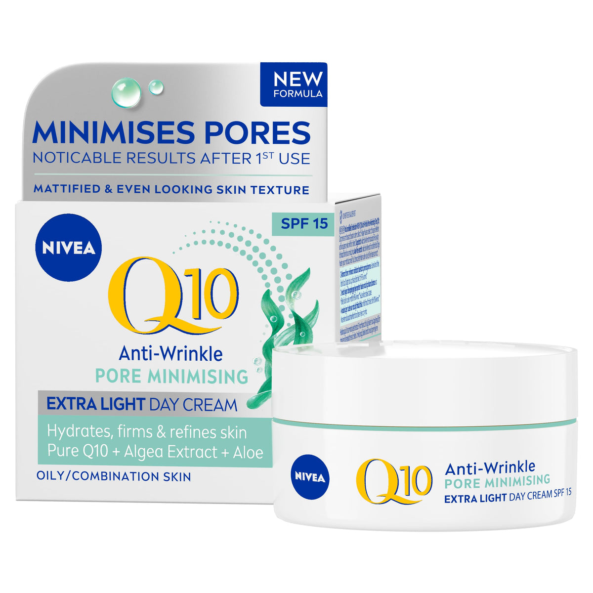 NIVEA Q10 Anti-Wrinkle Pore Minimising Extra Light Day Cream SPF15 - 50 ml