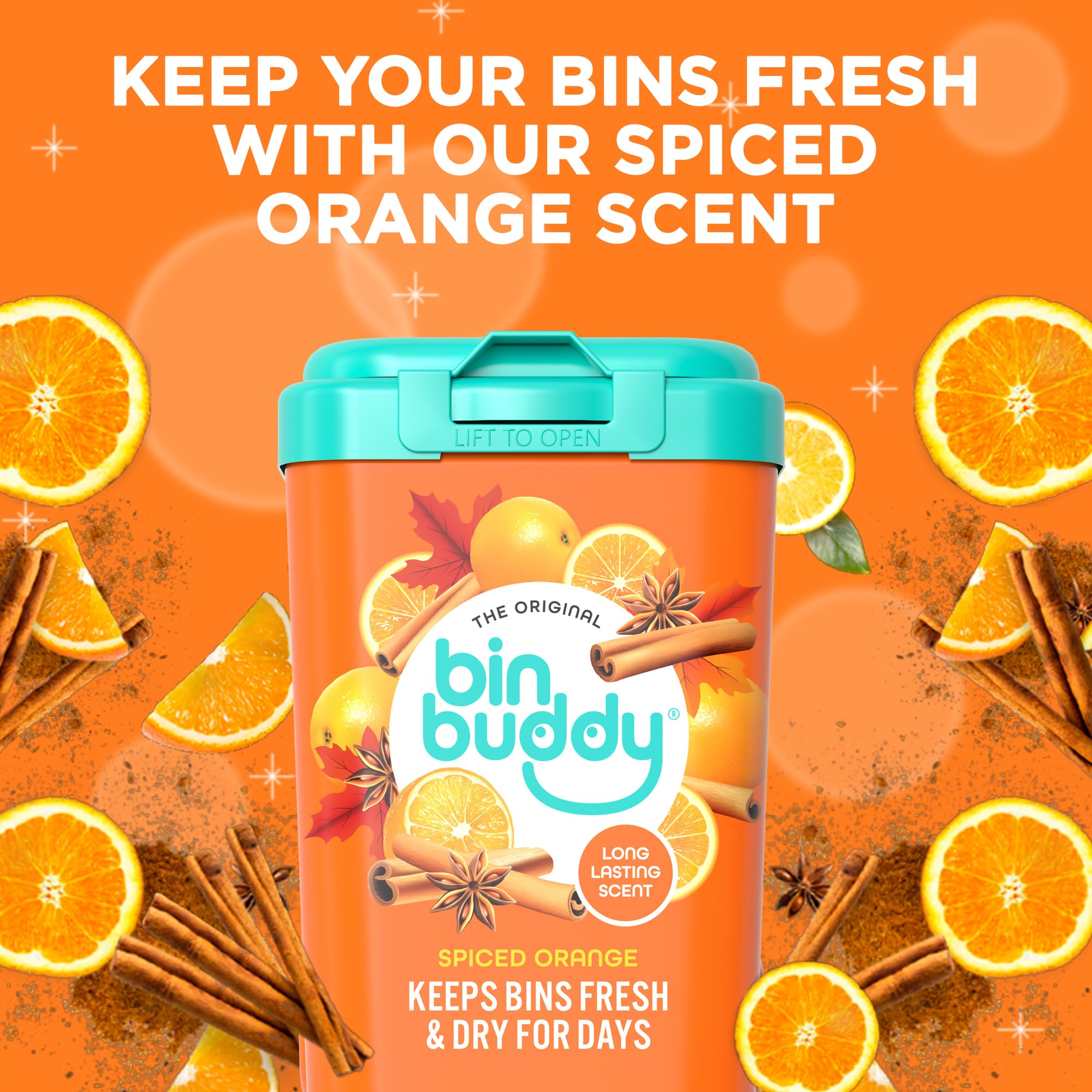 Bin Buddy Spiced Orange Air Freshener Powder - 3 Pack | Absorbs Mess | Lasts for Days 4