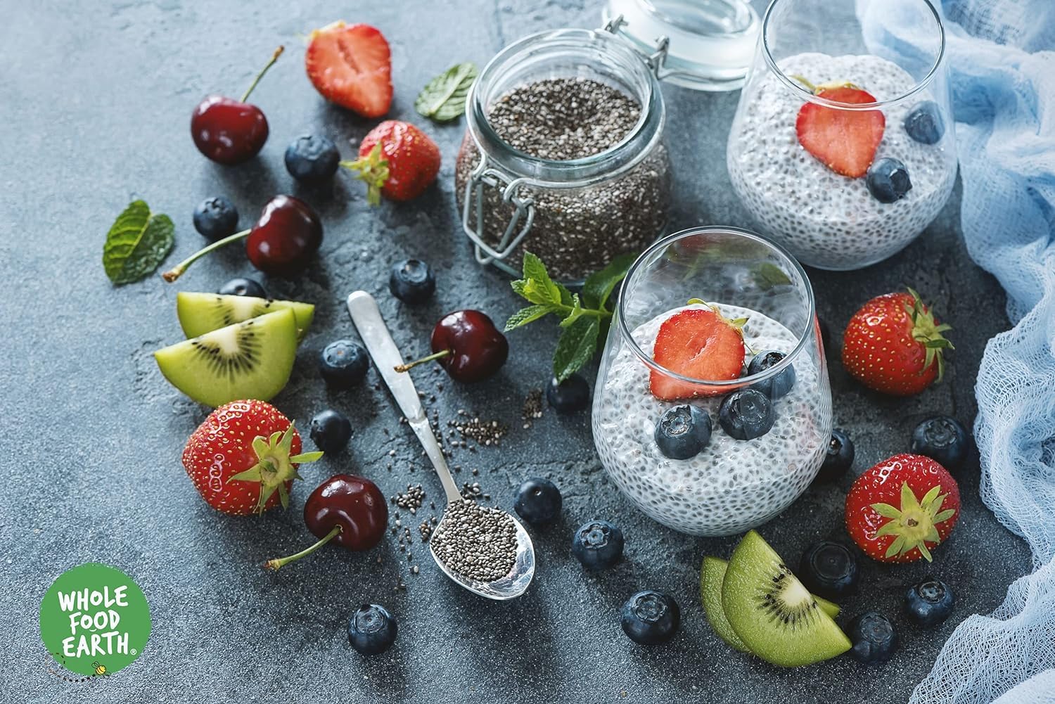 Wholefood Earth Organic Chia Seeds - Raw, Vegan, GMO Free | 1 kg